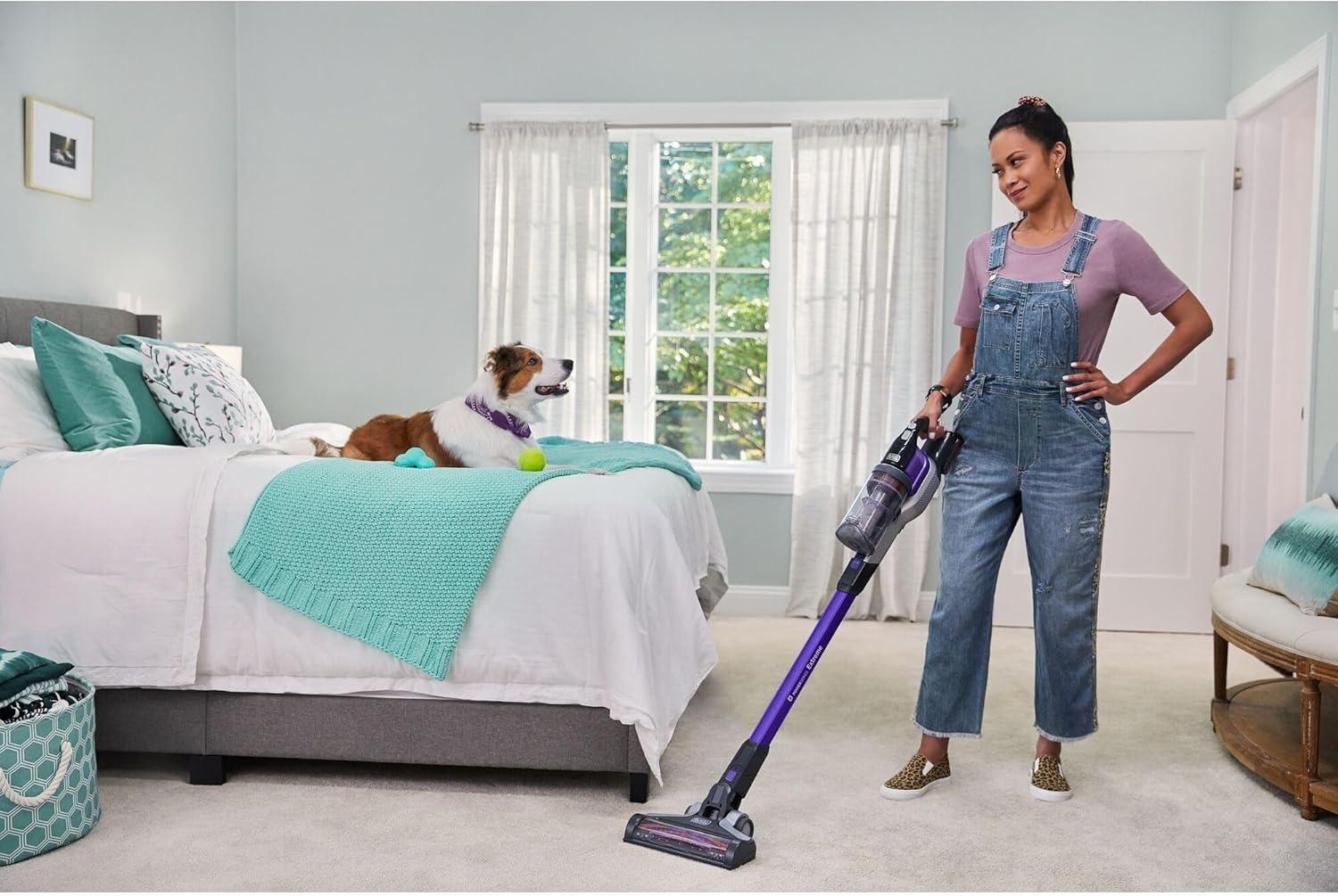 imageBLACKDECKER Pet Hair Vacuum Cordless Vacuum Cleaner Pet Hair Up to 55 Minutes of Runtime Interchangeable Floorhead Maximum Suction MultiSurface Light Weight Powerseries Extreme BSV2020P20V Pet Vacuum