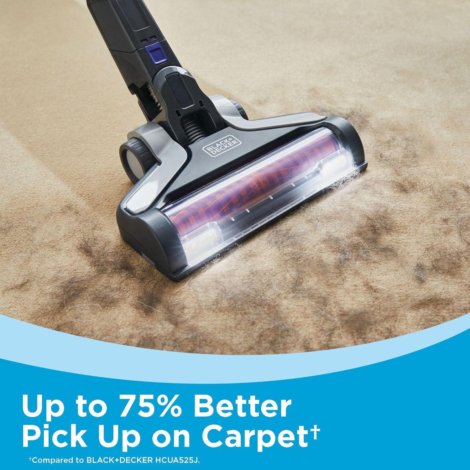 imageBLACKDECKER Pet Hair Vacuum Cordless Vacuum Cleaner Pet Hair Up to 55 Minutes of Runtime Interchangeable Floorhead Maximum Suction MultiSurface Light Weight Powerseries Extreme BSV2020P20V Pet Vacuum