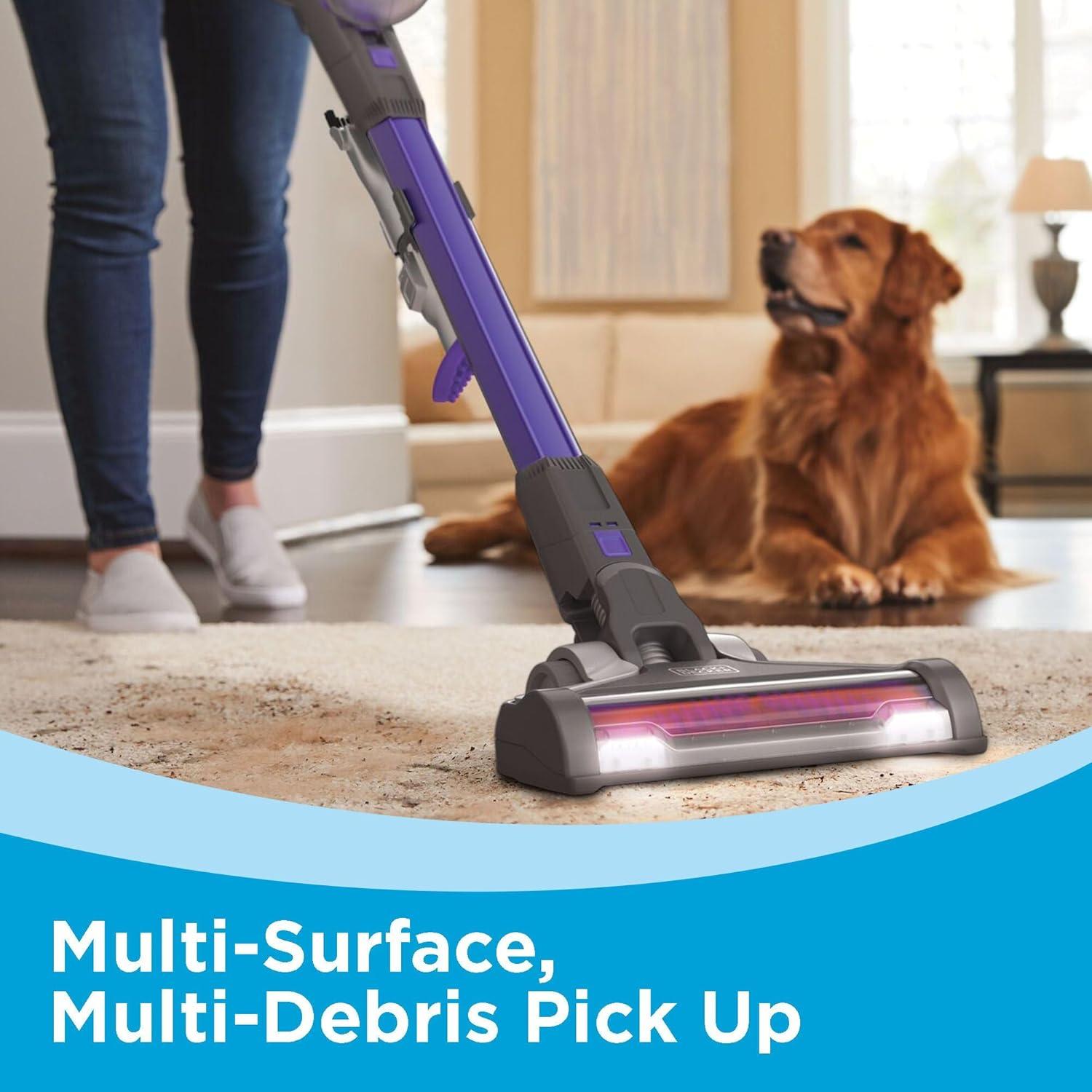 imageBLACKDECKER Pet Hair Vacuum Cordless Vacuum Cleaner Pet Hair Up to 55 Minutes of Runtime Interchangeable Floorhead Maximum Suction MultiSurface Light Weight Powerseries Extreme BSV2020P20V Pet Vacuum