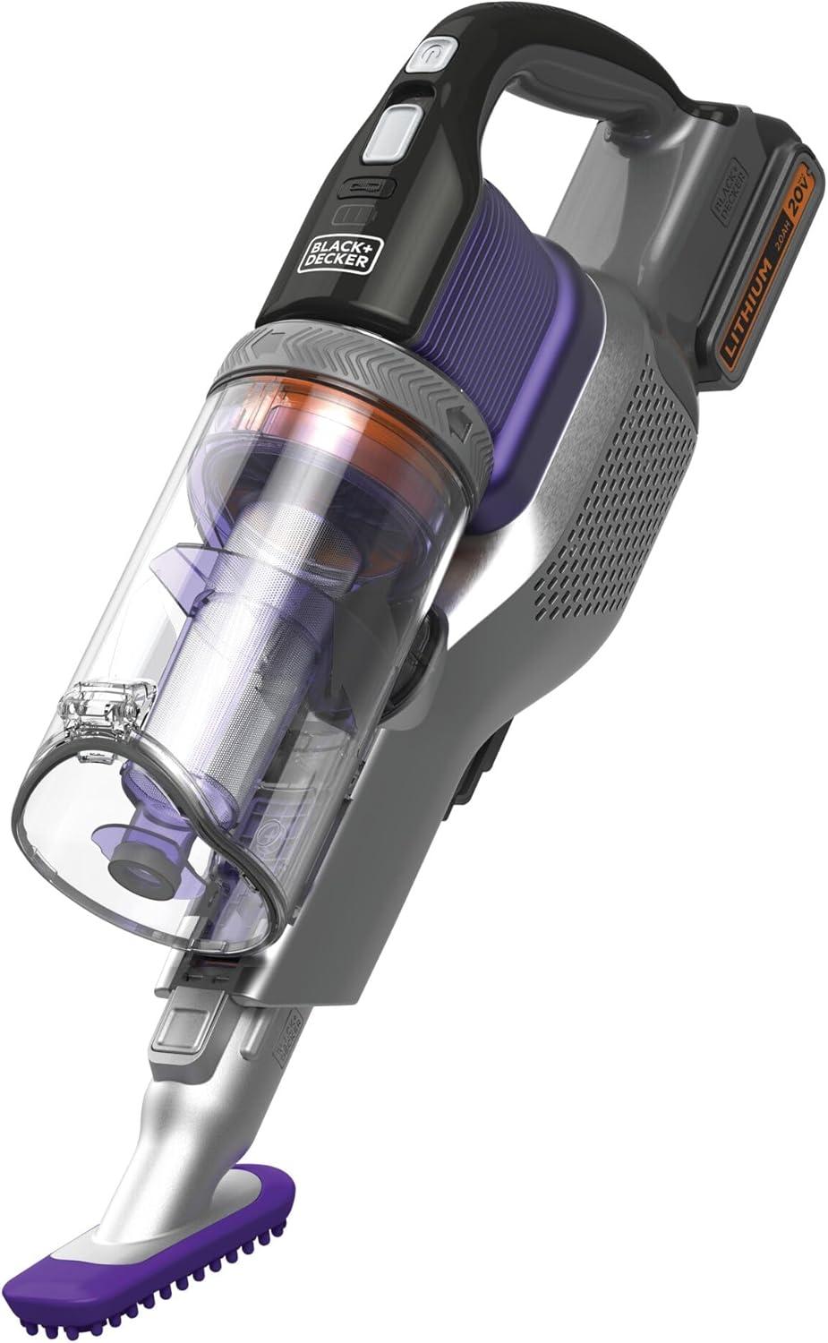 imageBLACKDECKER Pet Hair Vacuum Cordless Vacuum Cleaner Pet Hair Up to 55 Minutes of Runtime Interchangeable Floorhead Maximum Suction MultiSurface Light Weight Powerseries Extreme BSV2020P20V Pet Vacuum