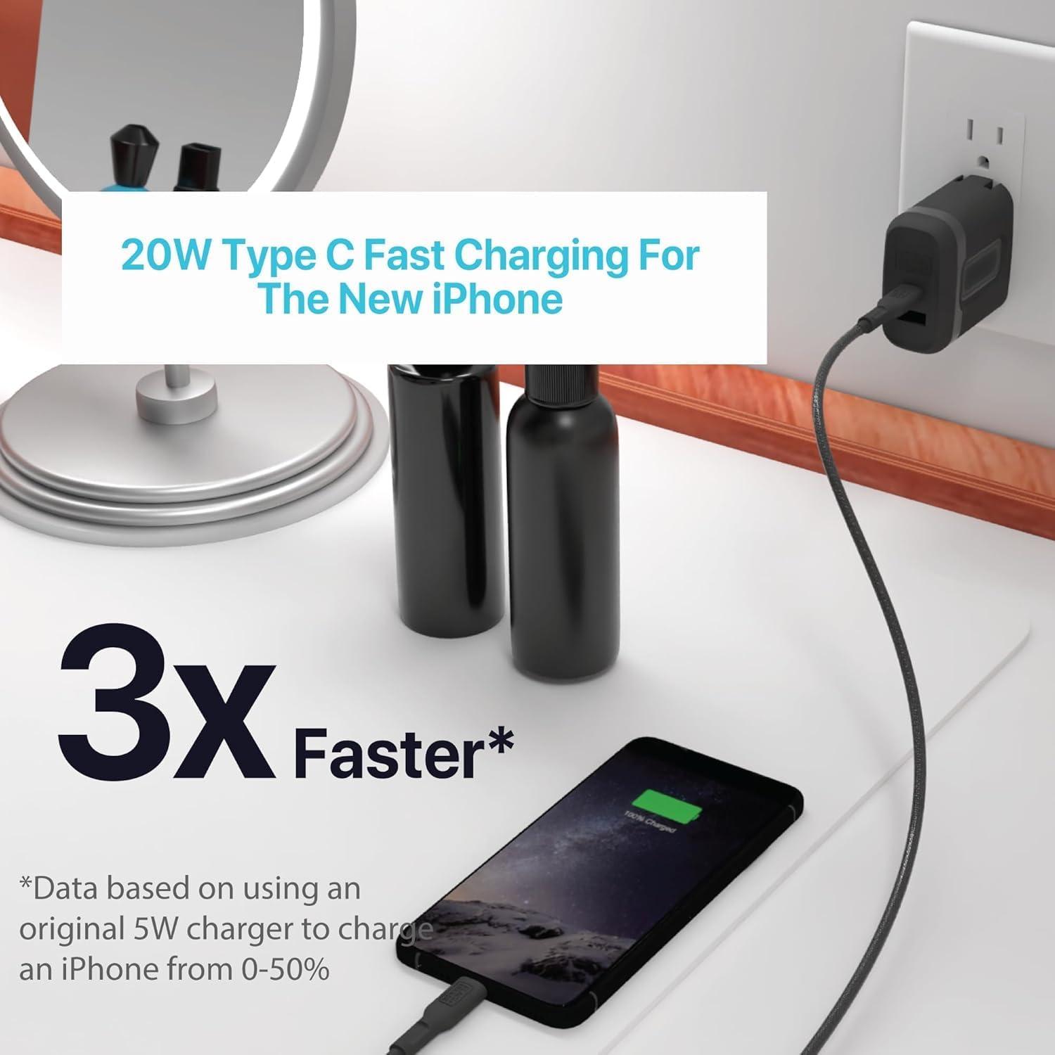 imageBLACKDECKER QuickCharge PD Wall Charger 2Port 38W USB amp Type C Wall Plug Compact Power Block USB C Fast Charger Adapter Power Delivery amp Qualcomm QC 30 Perfect for Home Office TravelBlack