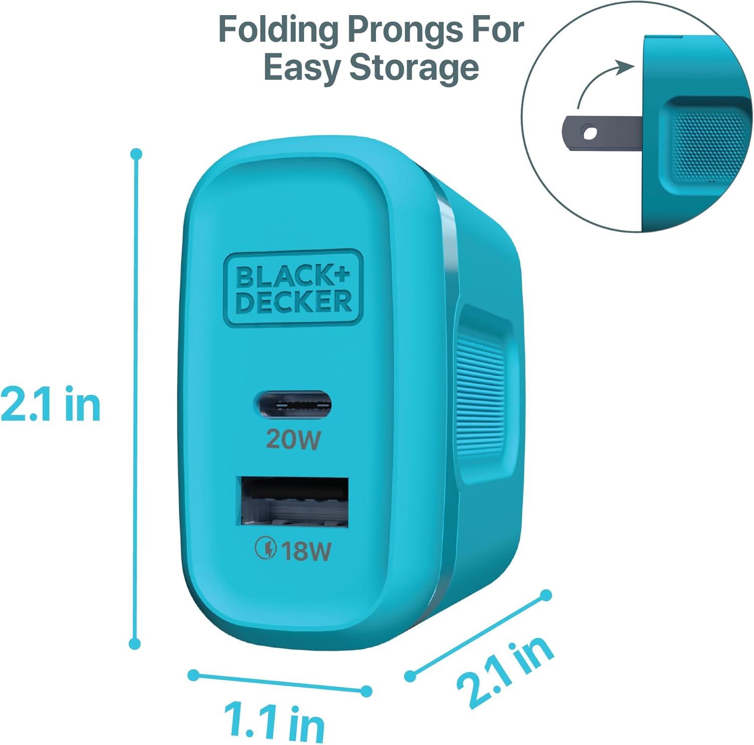 imageBLACKDECKER QuickCharge PD Wall Charger 2Port 38W USB amp Type C Wall Plug Compact Power Block USB C Fast Charger Adapter Power Delivery amp Qualcomm QC 30 Perfect for Home Office TravelLoch Ness