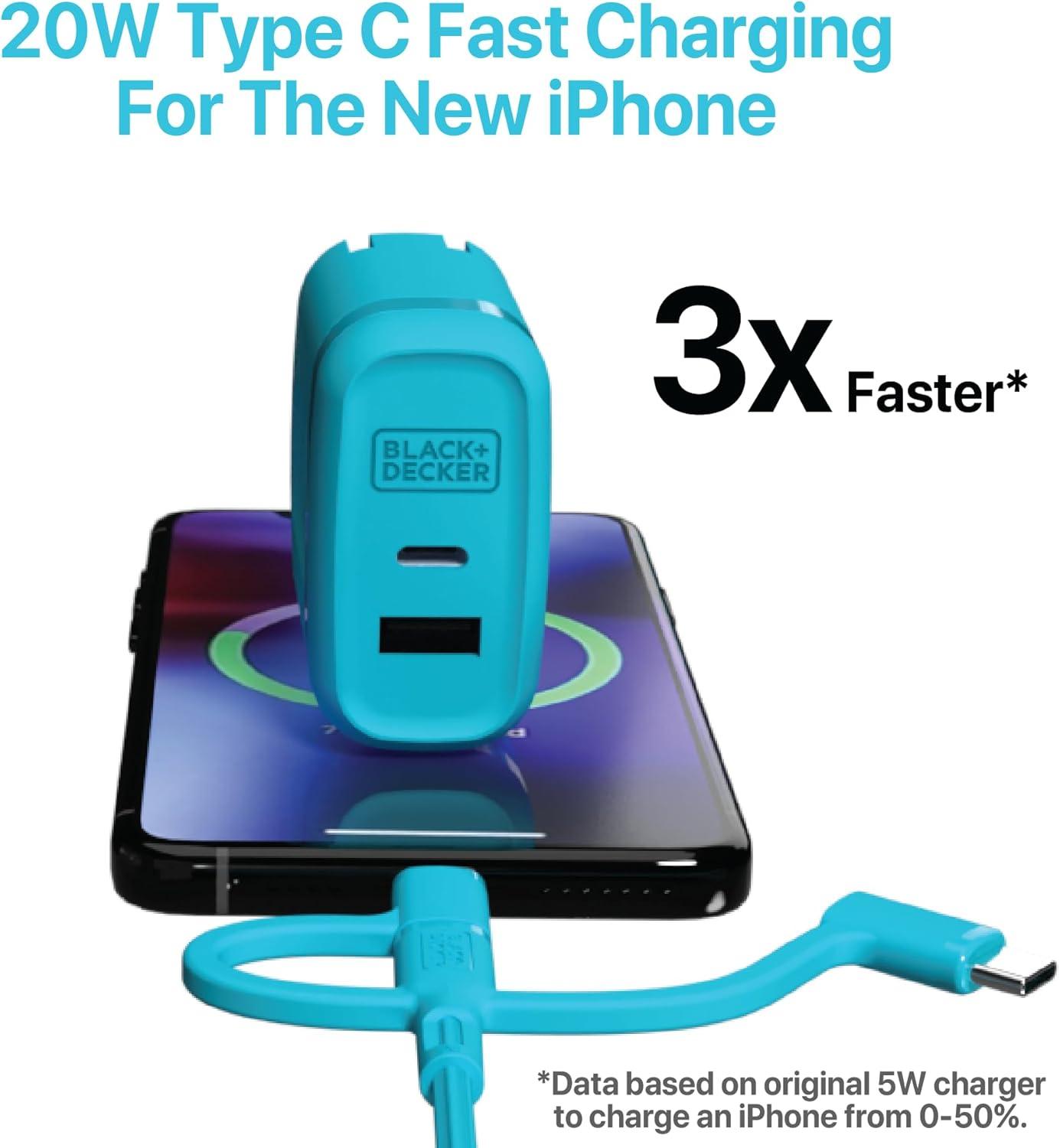 imageBLACKDECKER QuickCharge PD Wall Charger 2Port 38W USB amp Type C Wall Plug Compact Power Block USB C Fast Charger Adapter Power Delivery amp Qualcomm QC 30 Perfect for Home Office TravelLoch Ness