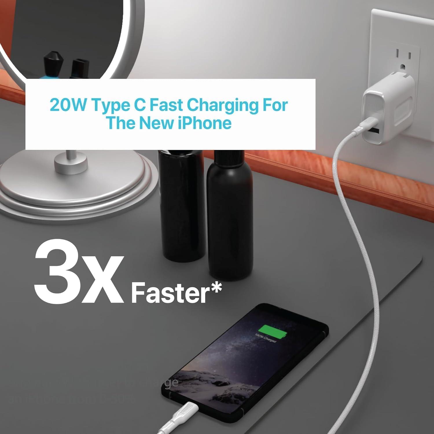 imageBLACKDECKER QuickCharge PD Wall Charger 2Port 38W USB amp Type C Wall Plug Compact Power Block USB C Fast Charger Adapter Power Delivery amp Qualcomm QC 30 Perfect for Home Office TravelWhite