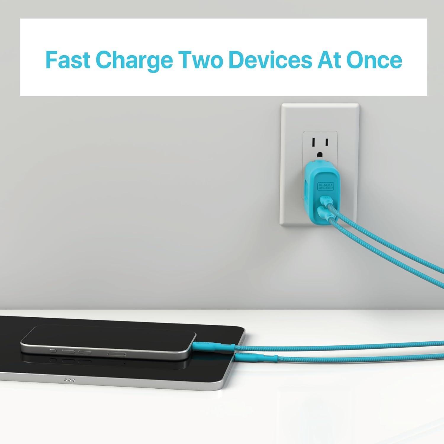 imageBLACKDECKER QuickCharge PD Wall Charger 2Port 38W USB amp Type C Wall Plug Compact Power Block USB C Fast Charger Adapter Power Delivery amp Qualcomm QC 30 Perfect for Home Office TravelLoch Ness