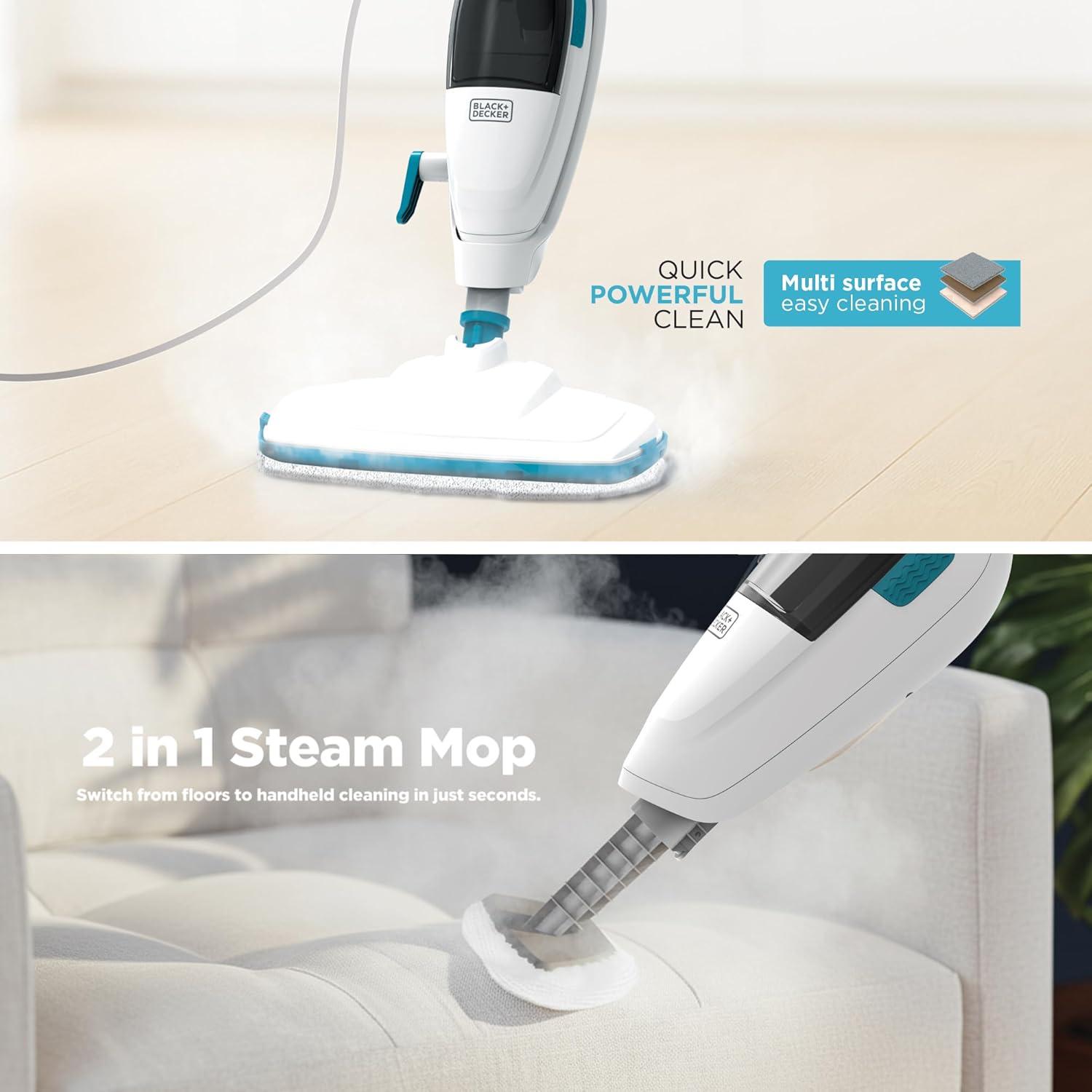 imageBLACKDECKER Steam Mop White HSM13E1WhiteBlue