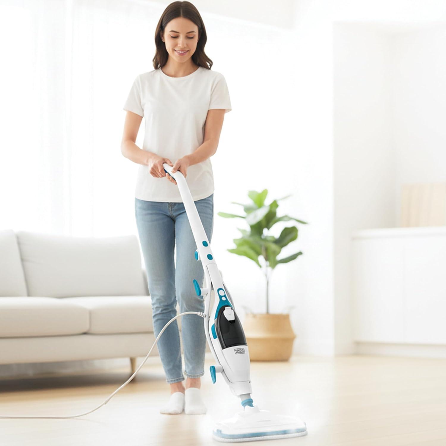 imageBLACKDECKER Steam Mop White HSM13E1WhiteBlue