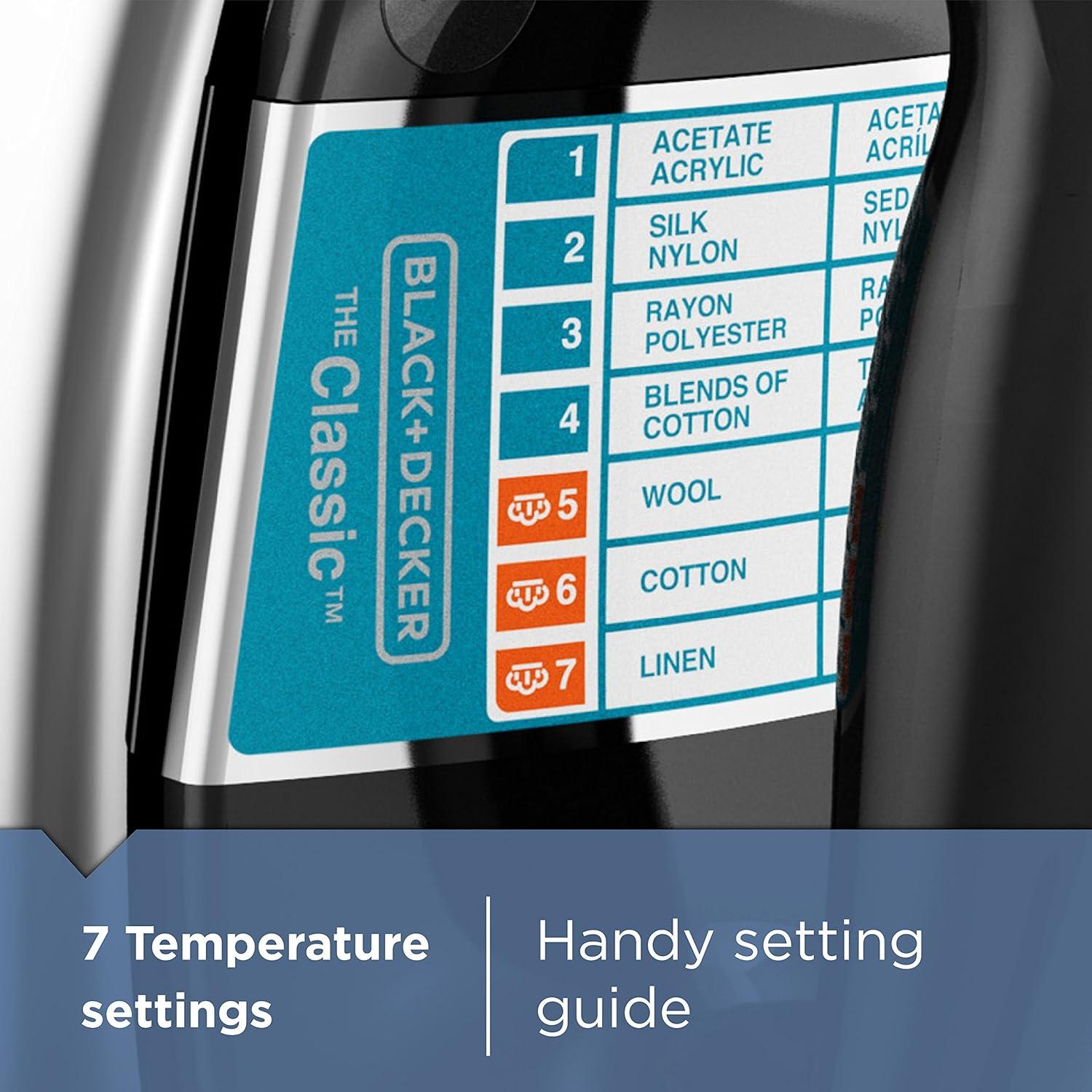 imageBLACKDECKER The Classic Iron F67ET Aluminum Soleplate Steam or Dry Ironing 7 Temperature Settings AntiDripStandard Pack of 2