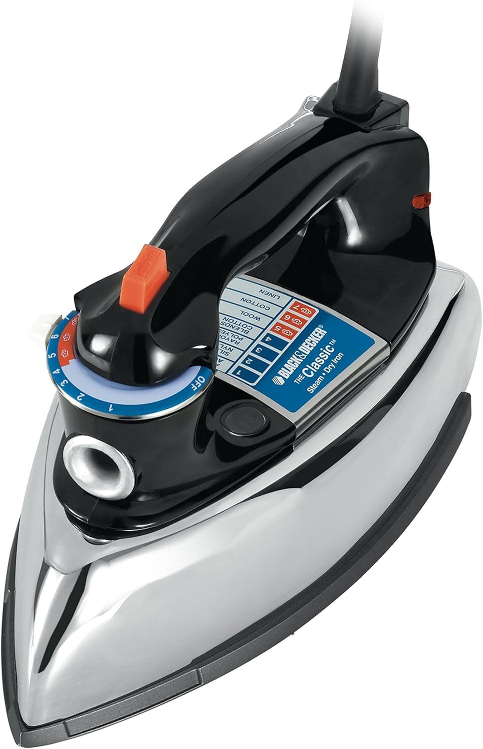 imageBLACKDECKER The Classic Iron F67ET Aluminum Soleplate Steam or Dry Ironing 7 Temperature Settings AntiDripStandard Pack of 2