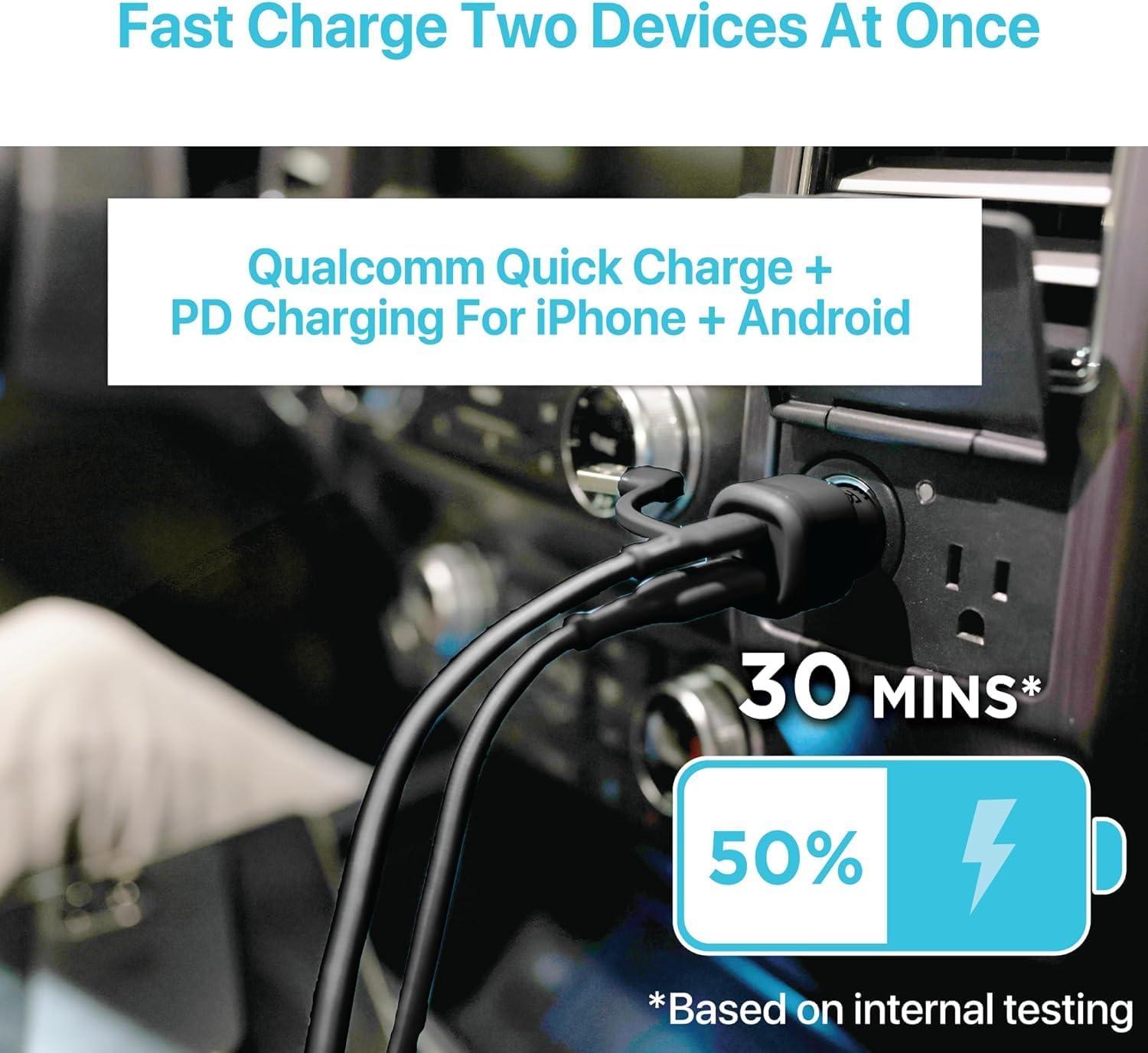 imageBLACKDECKER USB C Car Charger Compact 38W 2Port LED Indicator Type C Charger with Power DeliveryQuick Charge Compatible with iPhone 17 16 15 14 13 Series Pixel 3 2 XL iPad Pro MoreBlack