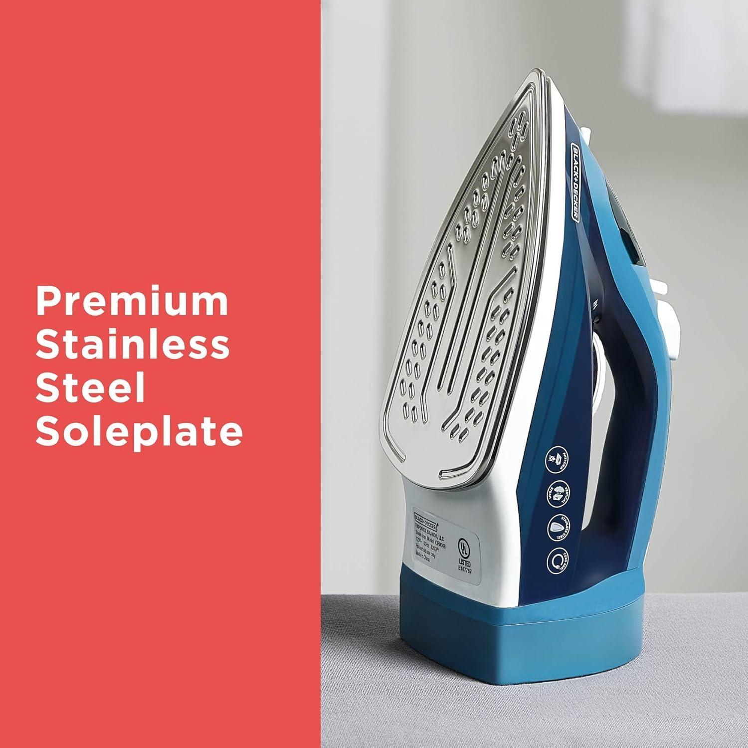 imageBLACKDECKER Vitessa Advanced Steam Iron ICR2020 Even Steam Nonstick Soleplate Auto Shutoff TangleFree Retractabel Cord Green1272 X 563 X 630