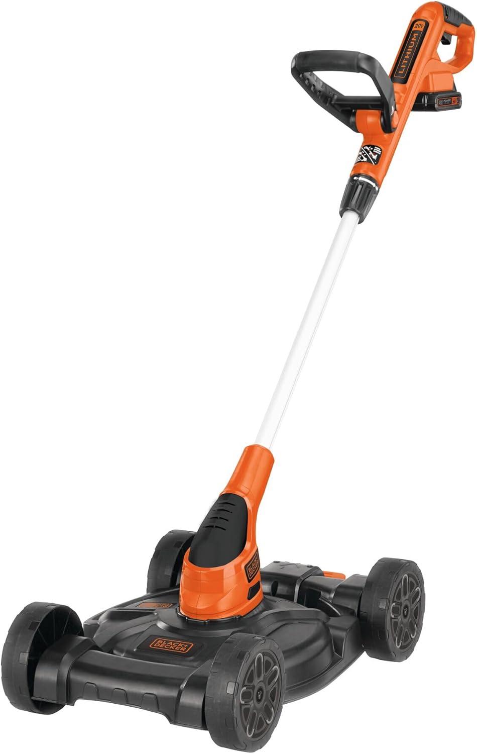 imageBLACKDECKER Weed Eater Lawn Edger and Cordless Lawn Mower 3 in 1 Combo Includes 2 Batteries Charger 12 Inch Battery Powered String Trimmer and Lawnmower Adjustable Length and Height MTC2203in1 Mower Only