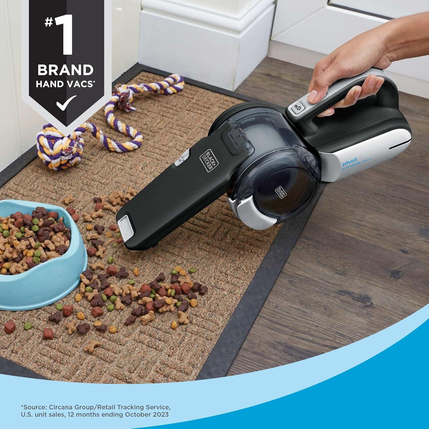 imageBLACKDECKER dust buster PIVOT VAC Handheld Vacuum Cordless Car Vacuum Portable Rechargeable Extendible Crevice Tool and 200 Degree Pivoting Nozzle Strong Suction Lightweight BDH2000PL