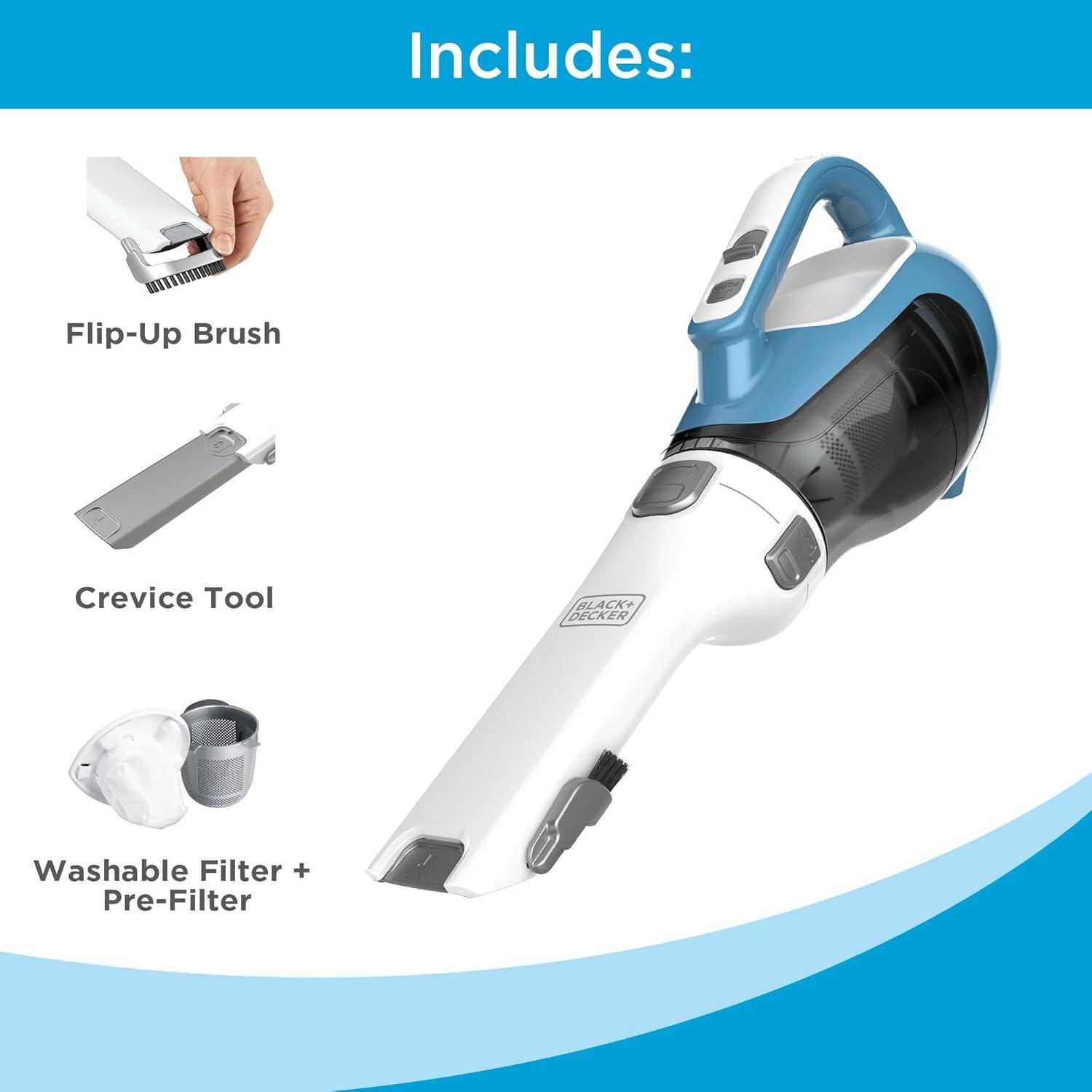 imageBLACKDECKER dustbuster AdvancedClean Handheld Vacuum Cordless Compact Home and Car Vacuum with Crevice Tool Rotating Nozzle and Charging Station Large Dust Bowl CHV1410LAdvancedClean