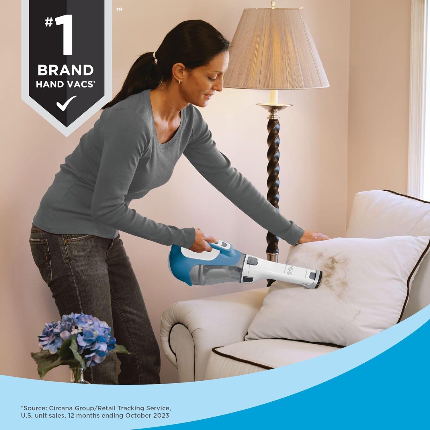 imageBLACKDECKER dustbuster AdvancedClean Handheld Vacuum Cordless Compact Home and Car Vacuum with Crevice Tool Rotating Nozzle and Charging Station Large Dust Bowl CHV1410LAdvancedClean