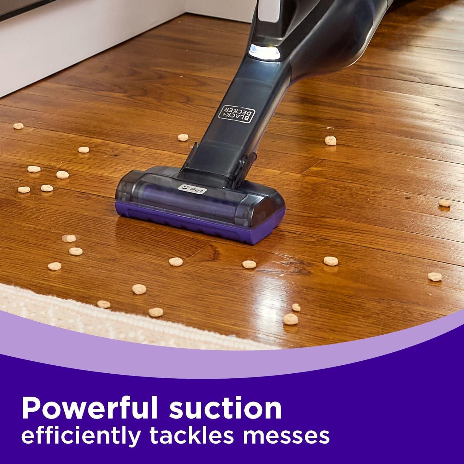 imageBLACKDECKER dustbuster Reveal Pet Hair Vacuum Hand Held Vacuum Cordless Portable for Home and Car Rechargeable LED Light Powerful Suction Includes Pet Brush and Crevice Tool HLVD320BP07