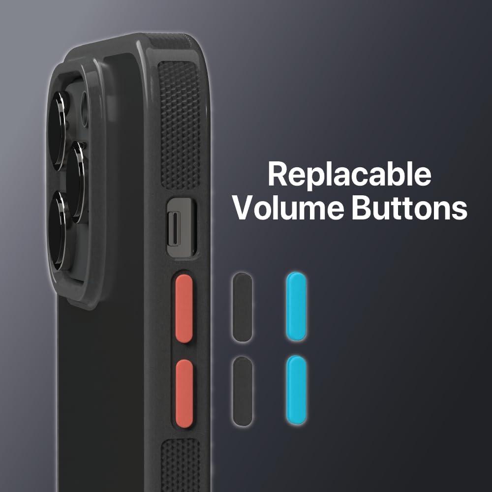 imageBLACKDECKER for iPhone 15 Case Compatible with MagSafe Shockproof MilitaryGrade Protection Magnetic Phone Case for iPhone 15 Pro Max Blue Changeable Buttons amp LanyardBlack