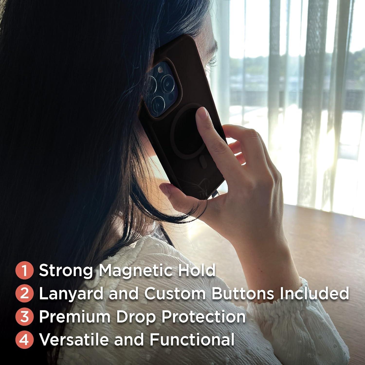 imageBLACKDECKER for iPhone 15 Case Compatible with MagSafe Shockproof MilitaryGrade Protection Magnetic Phone Case for iPhone 15 Pro Max Blue Changeable Buttons amp LanyardBlack