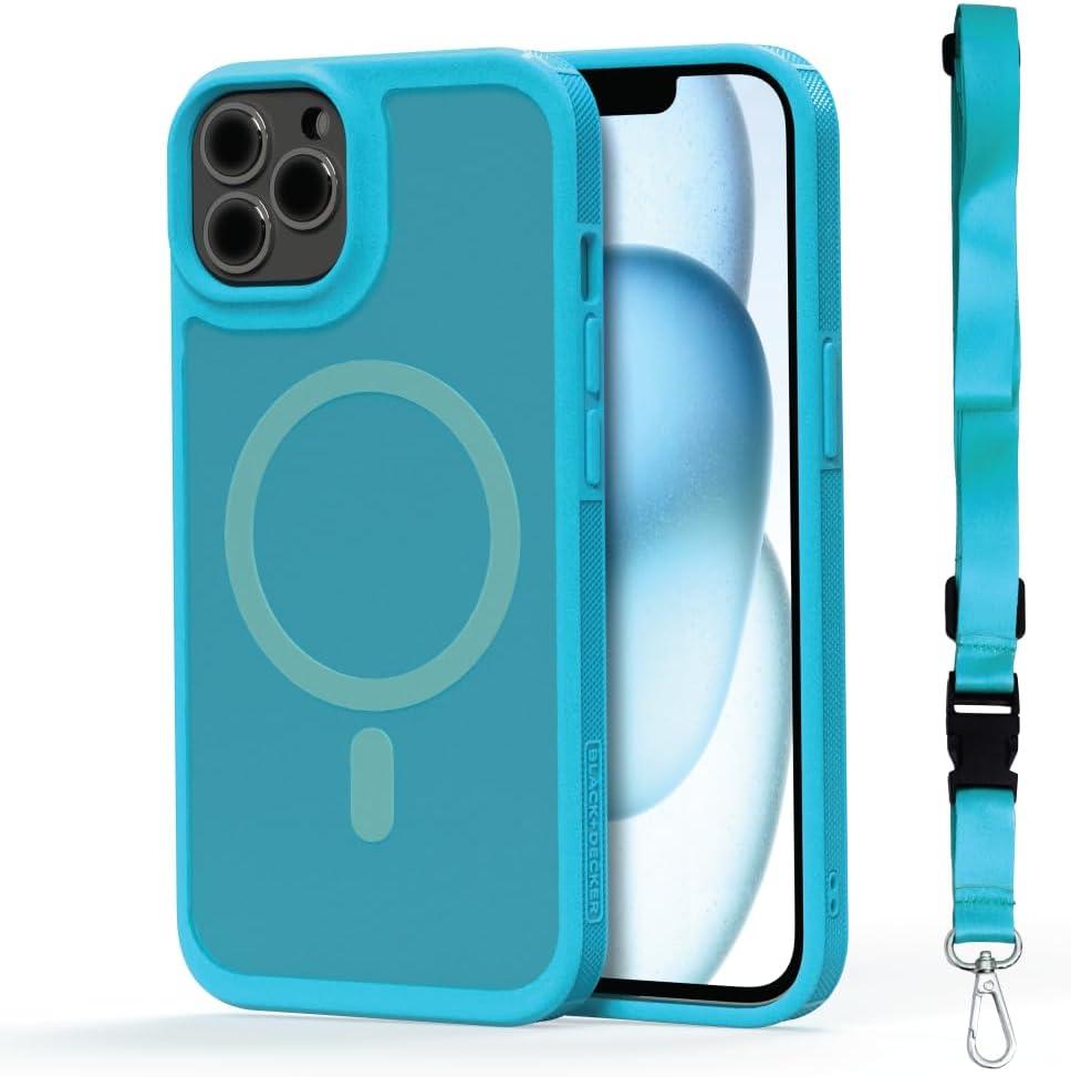 imageBLACKDECKER for iPhone 15 Case Compatible with MagSafe Shockproof MilitaryGrade Protection Magnetic Phone Case for iPhone 15 Pro Max Blue Changeable Buttons amp LanyardLoch Ness