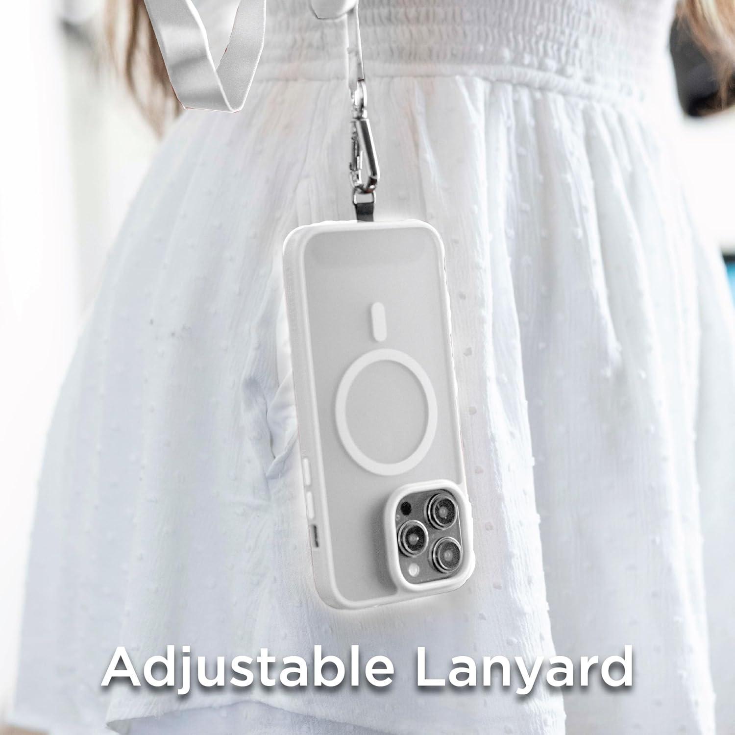 imageBLACKDECKER for iPhone 15 Case Compatible with MagSafe Shockproof MilitaryGrade Protection Magnetic Phone Case for iPhone 15 Pro Max Blue Changeable Buttons amp LanyardWhite