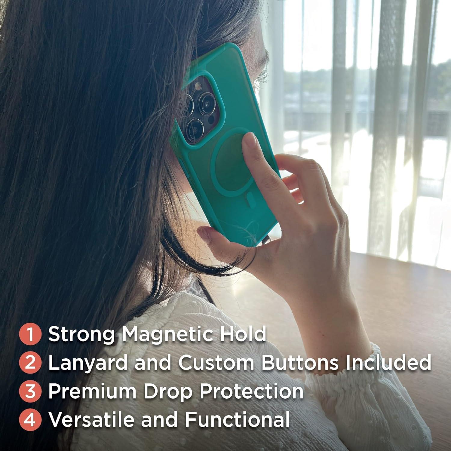 imageBLACKDECKER for iPhone 15 Case Compatible with MagSafe Shockproof MilitaryGrade Protection Magnetic Phone Case for iPhone 15 Pro Max Blue Changeable Buttons amp LanyardLoch Ness