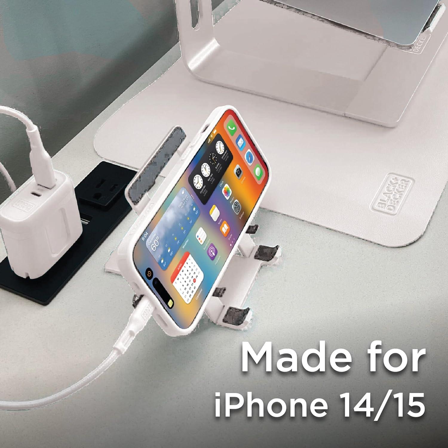 imageBLACKDECKER for iPhone 15 Case Compatible with MagSafe Shockproof MilitaryGrade Protection Magnetic Phone Case for iPhone 15 Pro Max Blue Changeable Buttons amp LanyardWhite