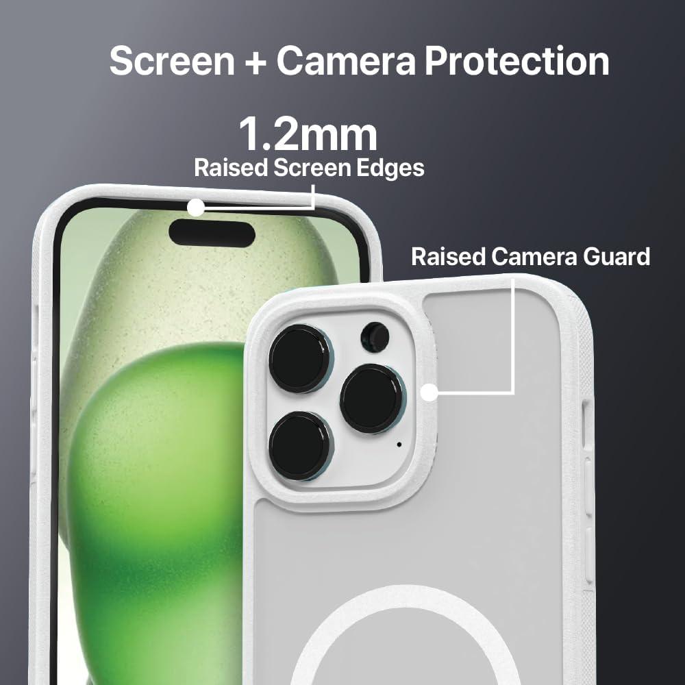 imageBLACKDECKER for iPhone 15 Case Compatible with MagSafe Shockproof MilitaryGrade Protection Magnetic Phone Case for iPhone 15 Pro Max Blue Changeable Buttons amp LanyardWhite