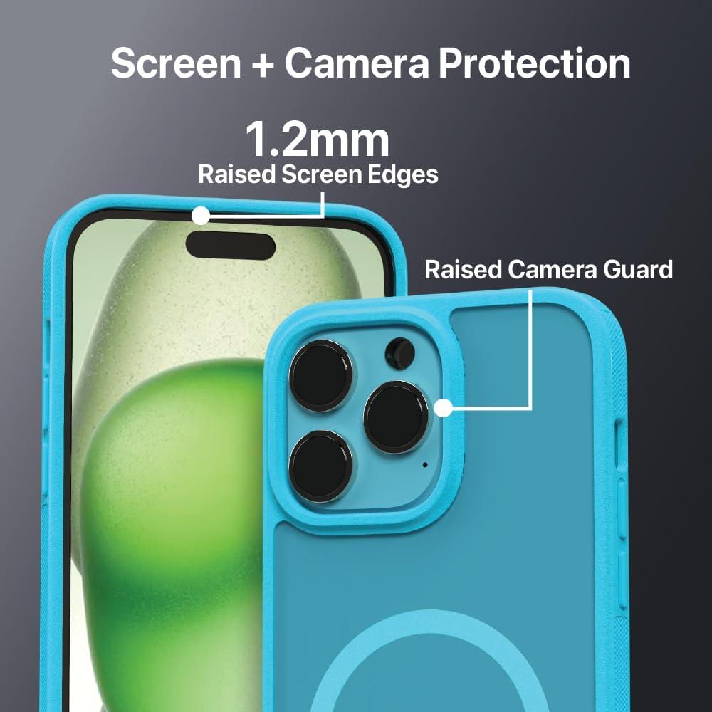 imageBLACKDECKER for iPhone 15 Case Compatible with MagSafe Shockproof MilitaryGrade Protection Magnetic Phone Case for iPhone 15 Pro Max Blue Changeable Buttons amp LanyardLoch Ness