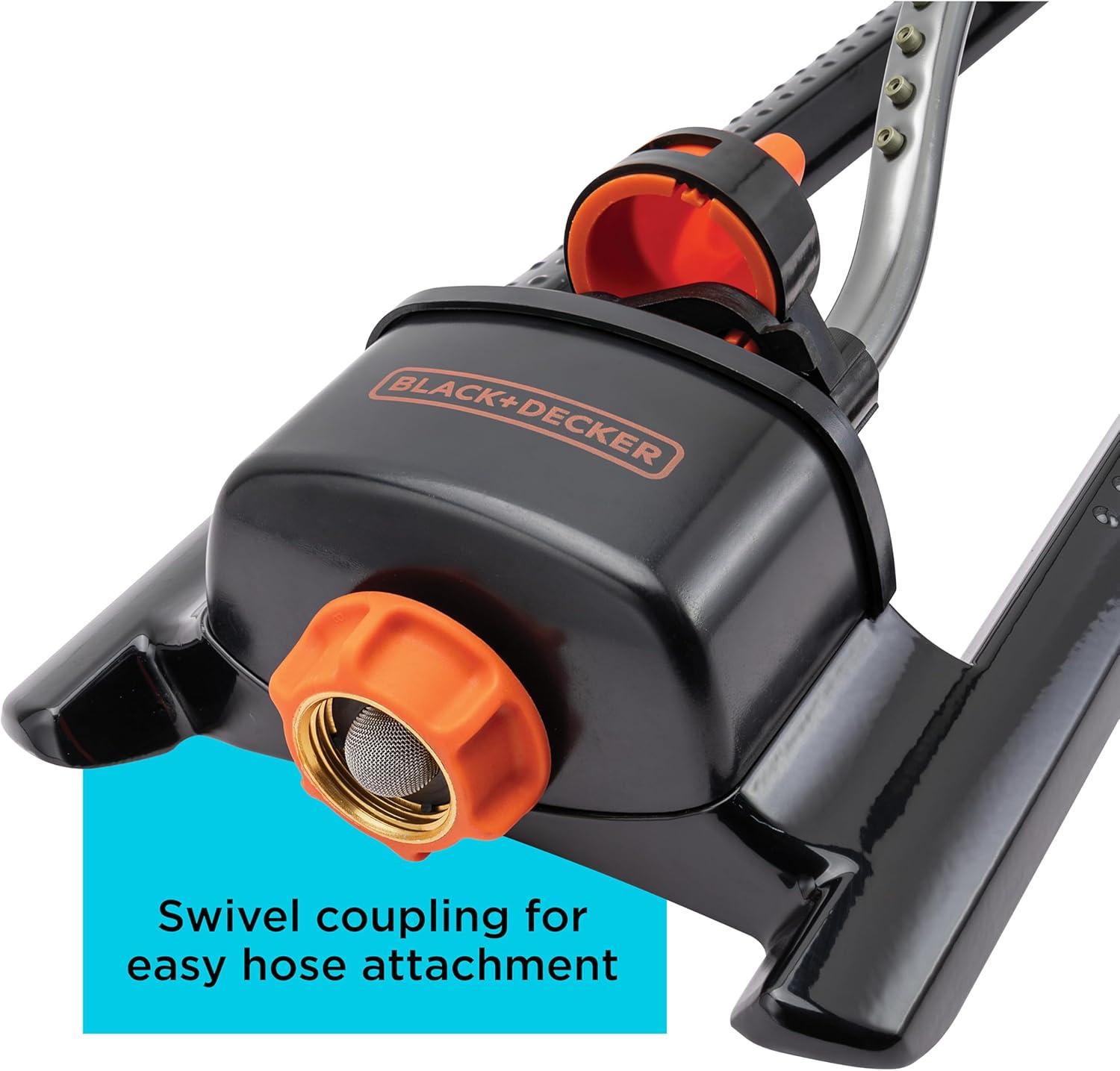 imageBlack Decker 3600 Sq Ft Metal Oscillating Sprinkler Durable Adjustable EvenCoverage Watering BD3435