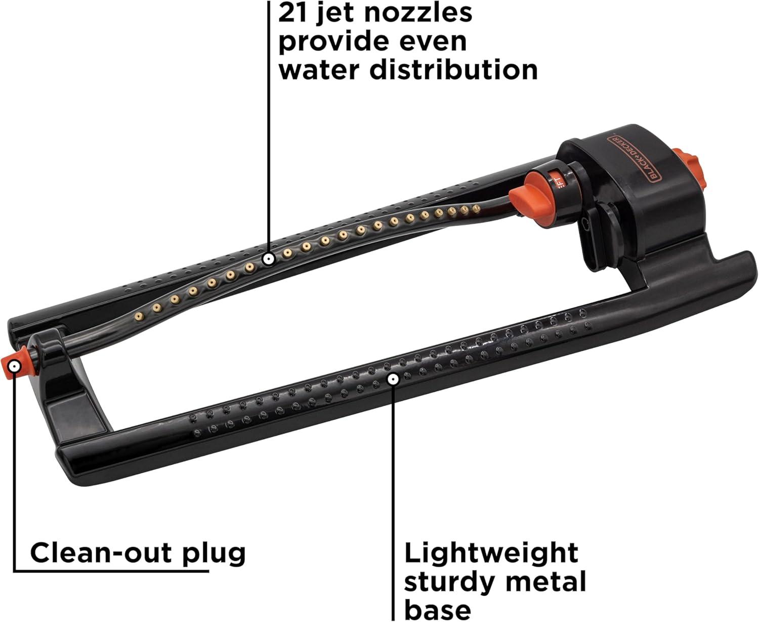 imageBlack Decker 3600 Sq Ft Metal Oscillating Sprinkler Durable Adjustable EvenCoverage Watering BD3435