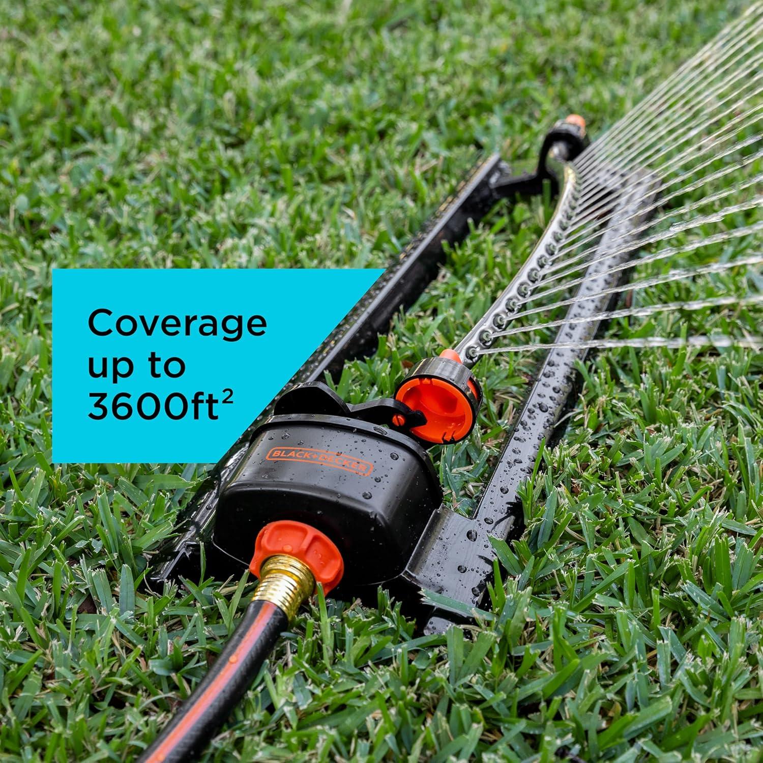 imageBlack Decker 3600 Sq Ft Metal Oscillating Sprinkler Durable Adjustable EvenCoverage Watering BD3435