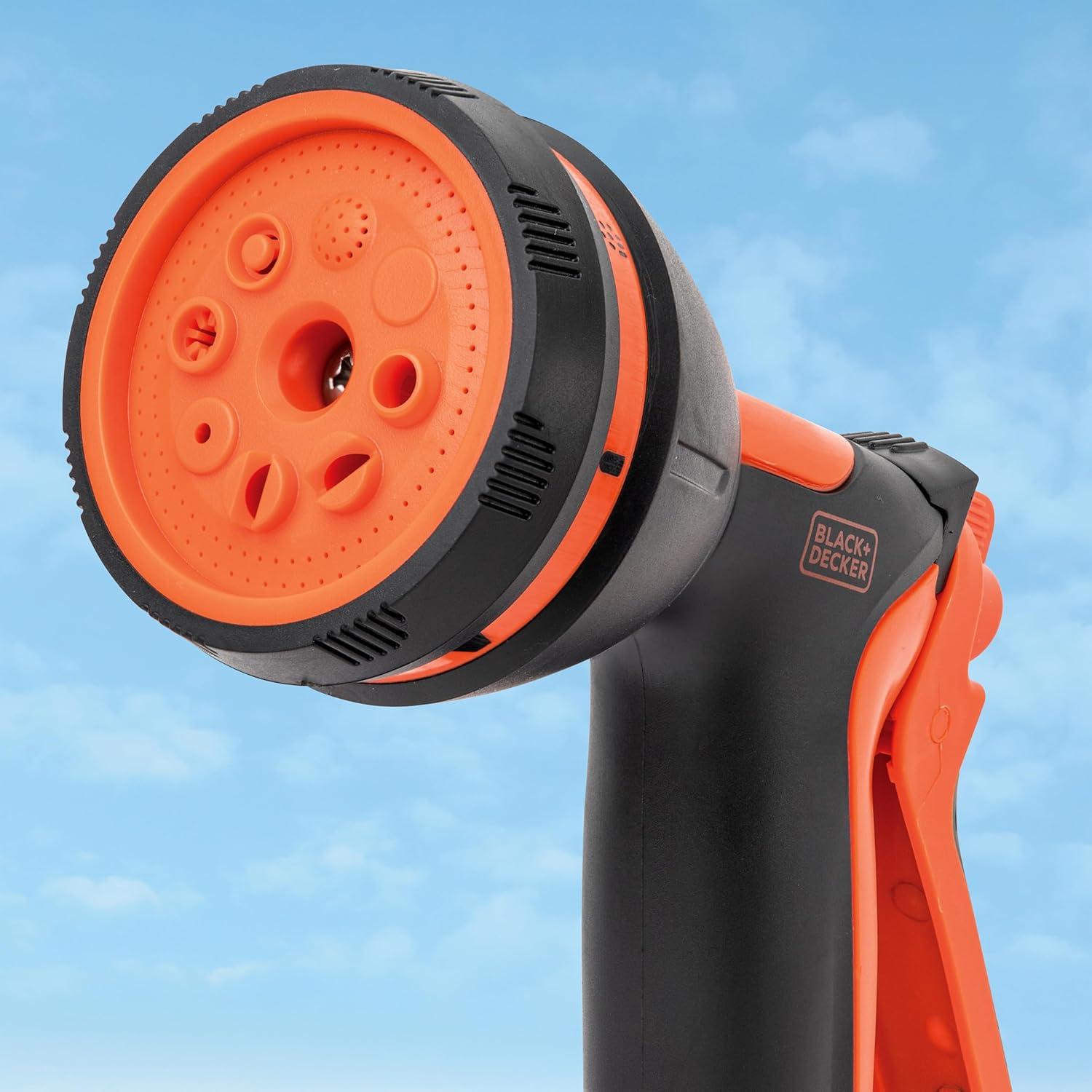 imageBlack Decker 8Pattern Rear Trigger Garden Hose Nozzle Lightweight Versatile Sprayer with EasyDial Control BXWNBB57390