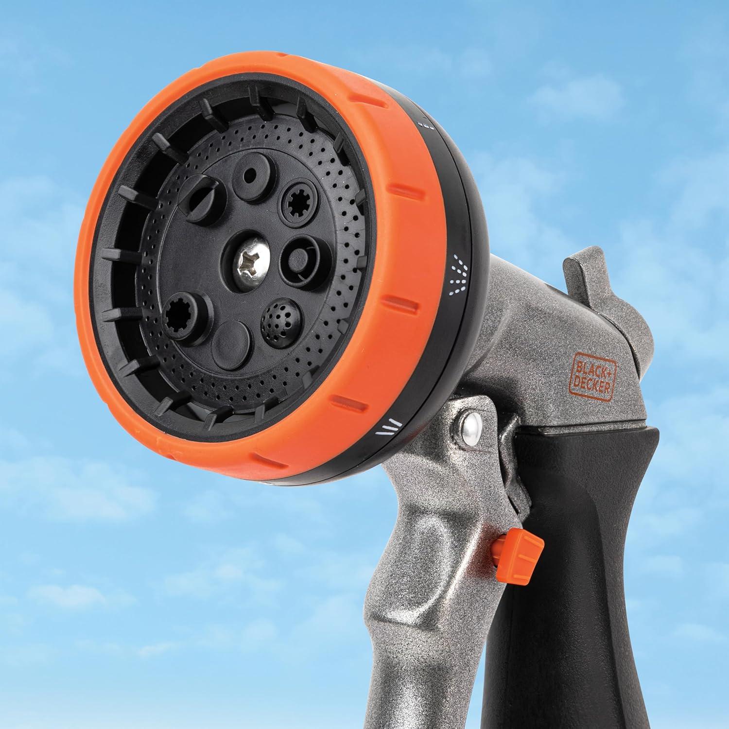 imageBlack Decker 8Pattern Zinc Front Trigger Nozzle Durable Metal Build Comfortable Grip Precision Control BD59378