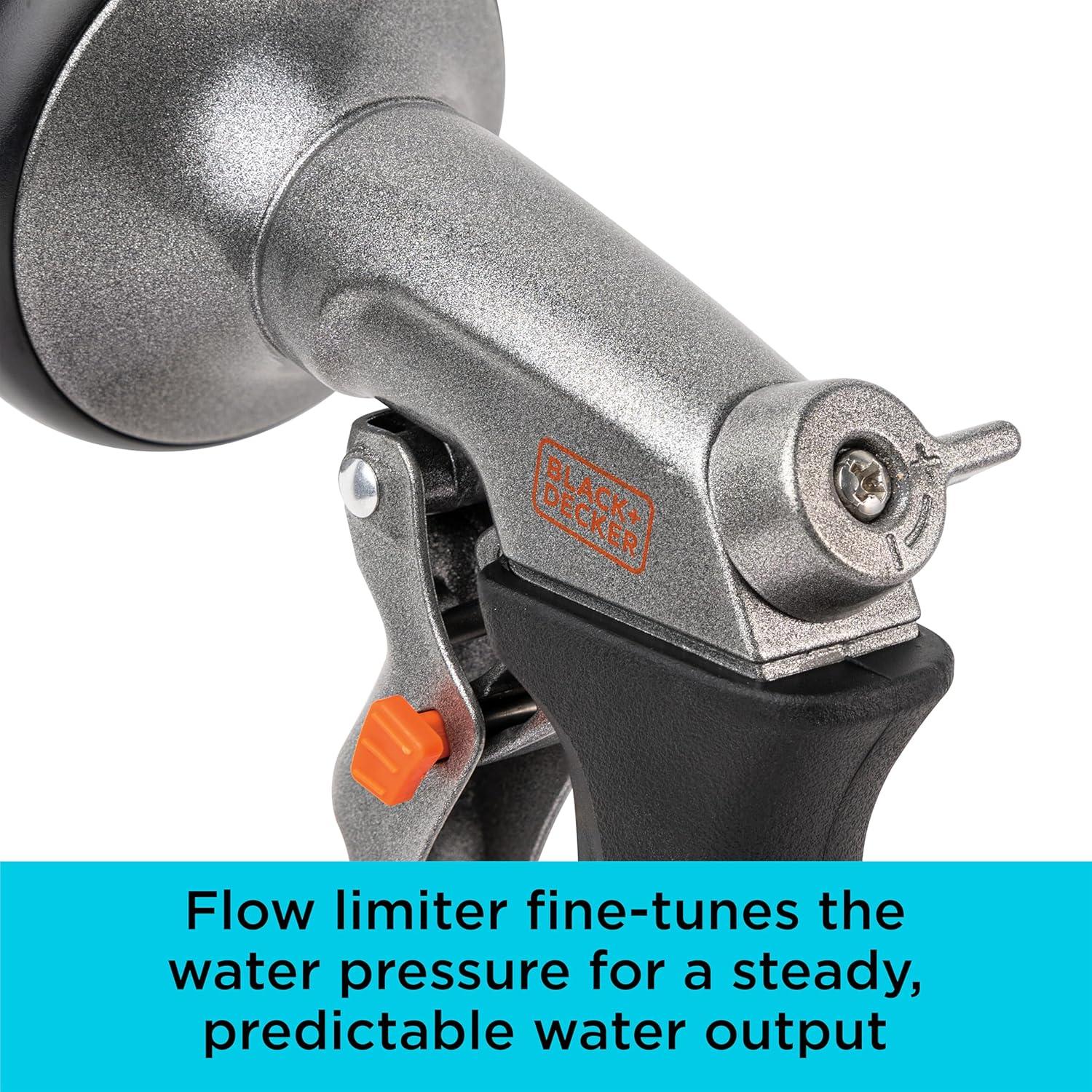 imageBlack Decker 8Pattern Zinc Front Trigger Nozzle Durable Metal Build Comfortable Grip Precision Control BD59378