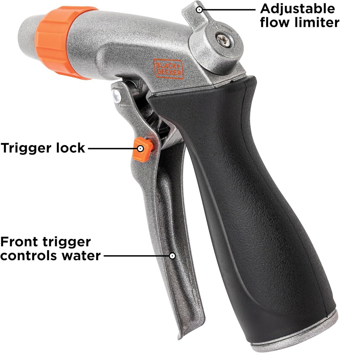 imageBlack Decker Adjustable Front Trigger Nozzle HeavyDuty PrecisionControl Garden Hose Sprayer BD59380
