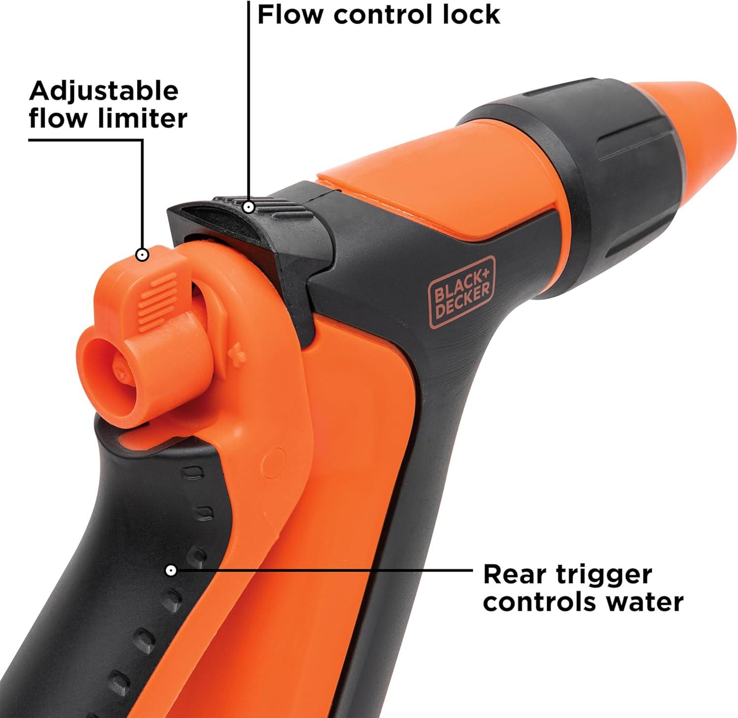 imageBlack Decker Adjustable Rear Trigger Garden Hose Nozzle Lightweight Comfortable Grip Sprayer for Everyday Use BXWNBB57391