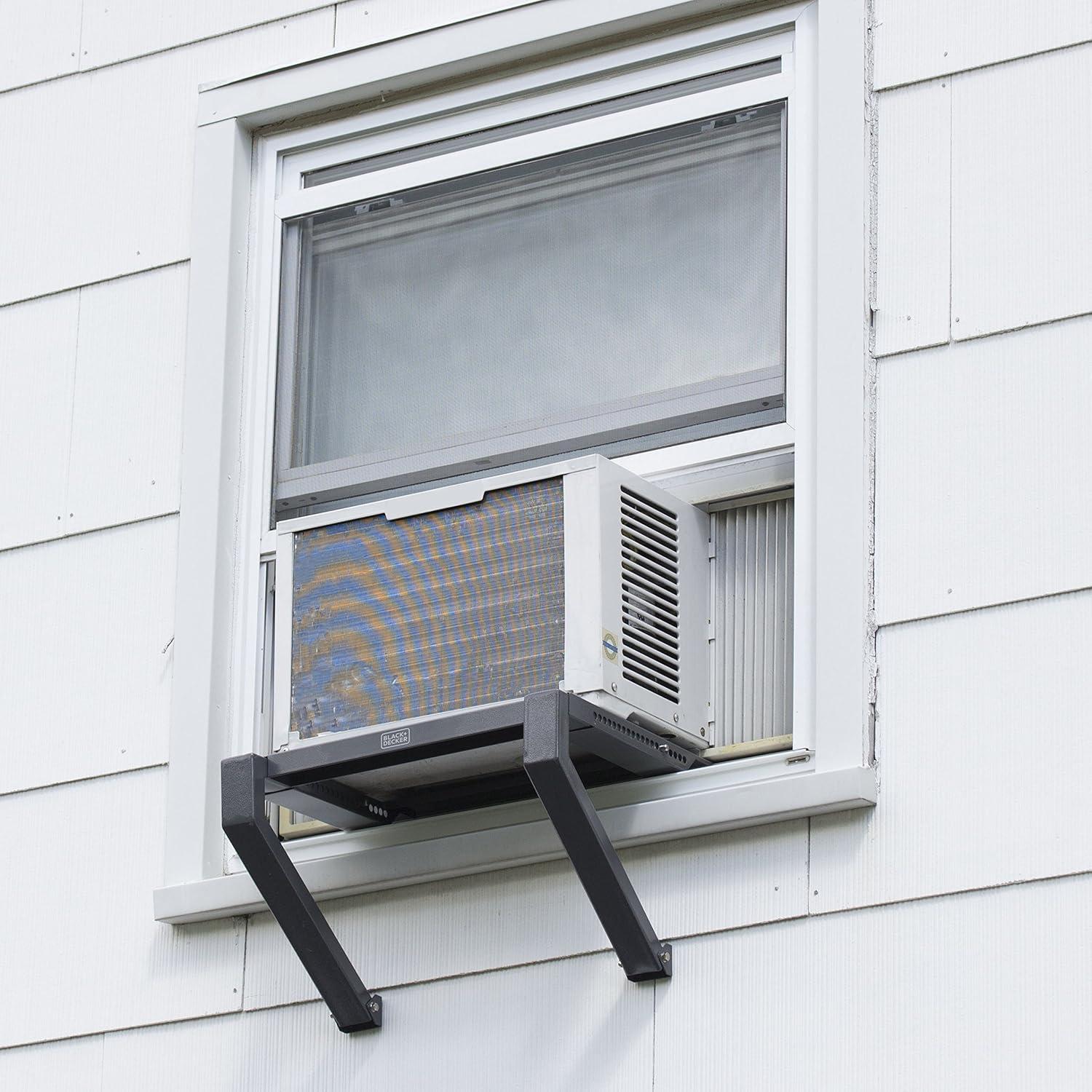 imageBlack Decker Air Conditioner Window Support Bracket No Drill AC Support Bracket Installs in Minutes AC Window Bracket Supports up to 200 Lbs Durable Bracket for AC UnitGrayAC Bracket