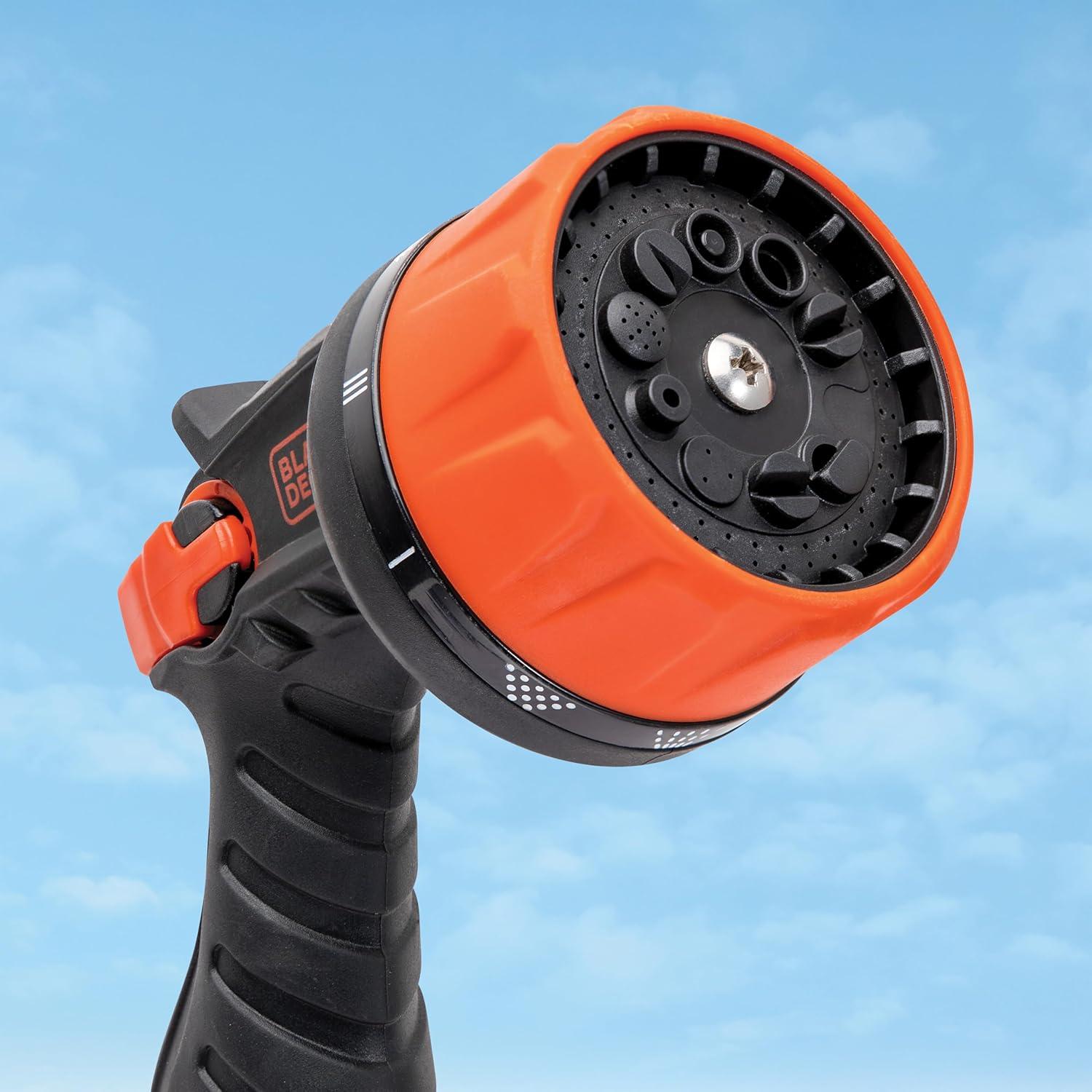 imageBlack Decker HeavyDuty 10Pattern Poly Thumb Control Nozzle Ergonomic Versatile Precision Garden Hose Attachment BD8439