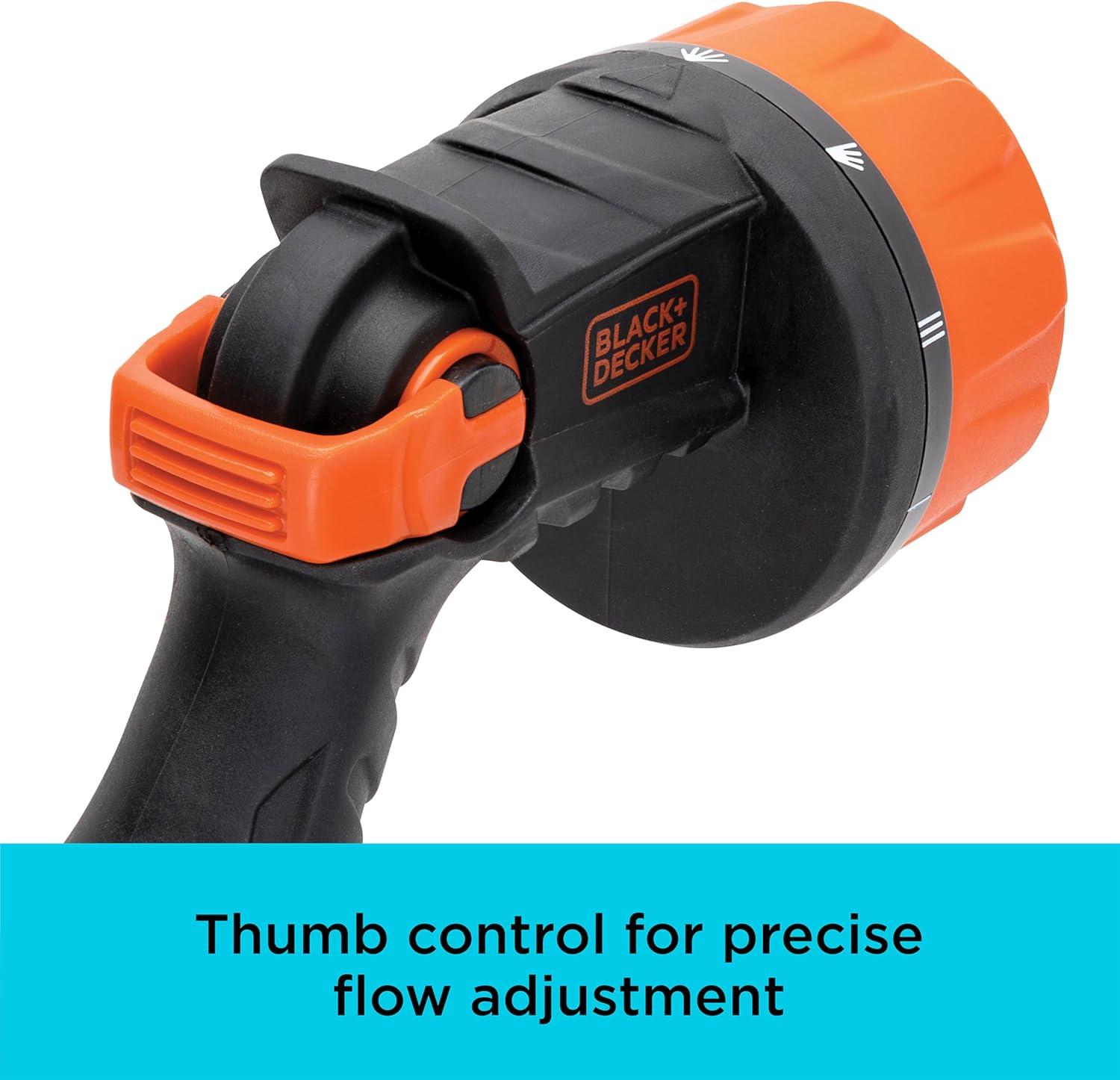 imageBlack Decker HeavyDuty 10Pattern Poly Thumb Control Nozzle Ergonomic Versatile Precision Garden Hose Attachment BD8439