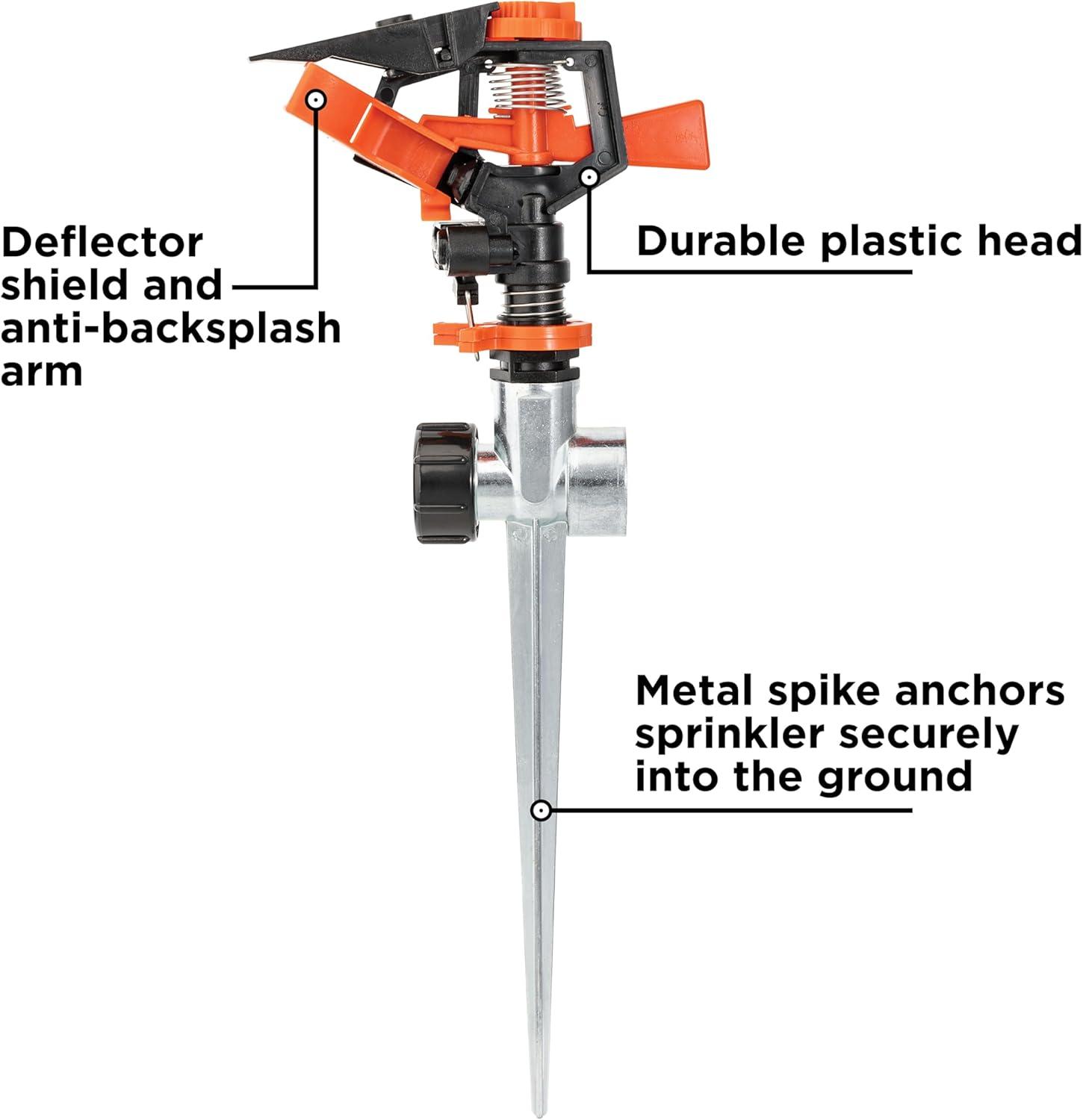 imageBlack Decker Impulse Sprinkler Up to 5027 Sq Ft Coverage Adjustable Spray Secure Spike Base BXWNBB57395