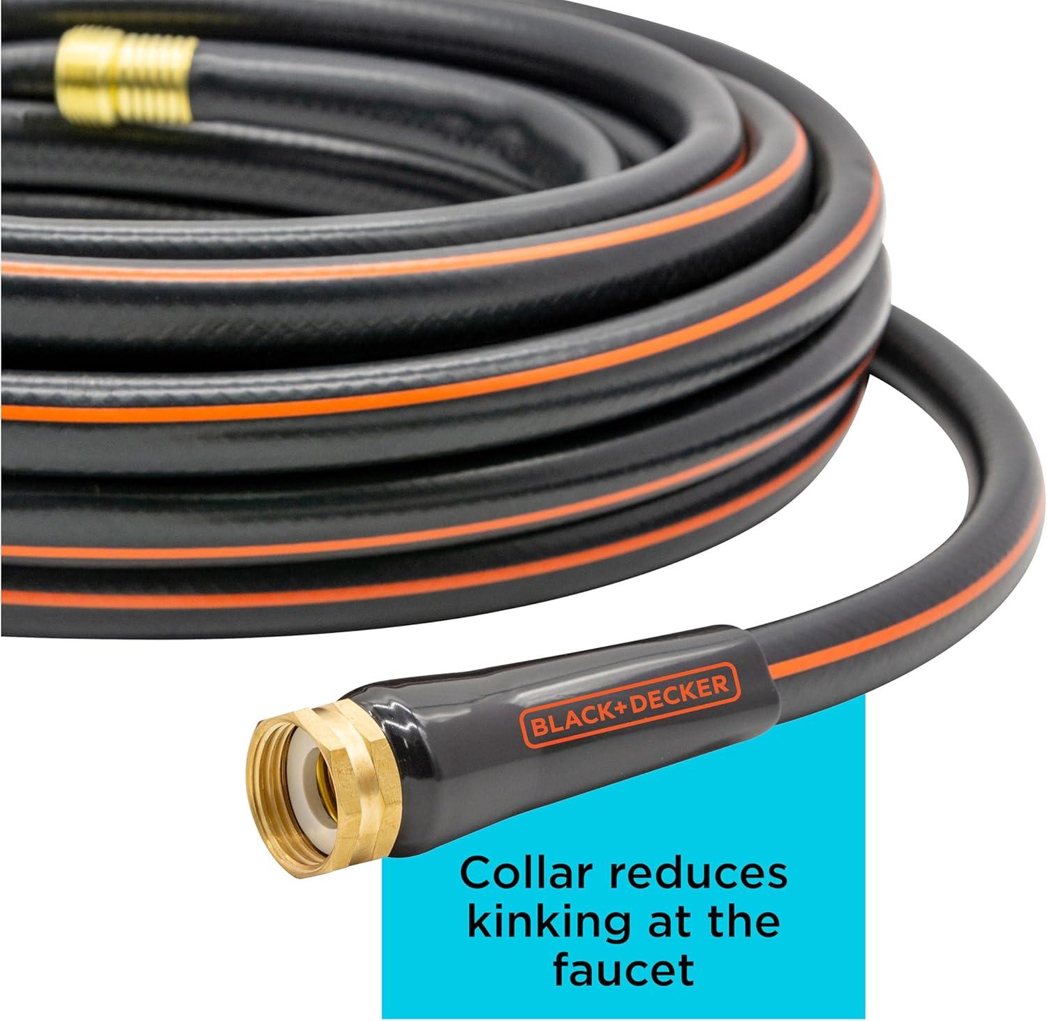 imageBlack Decker Medium Duty Garden Hose 58 in x 50 ft 4Ply Construction 300 PSI Solid Brass Couplings BXMHBB22178