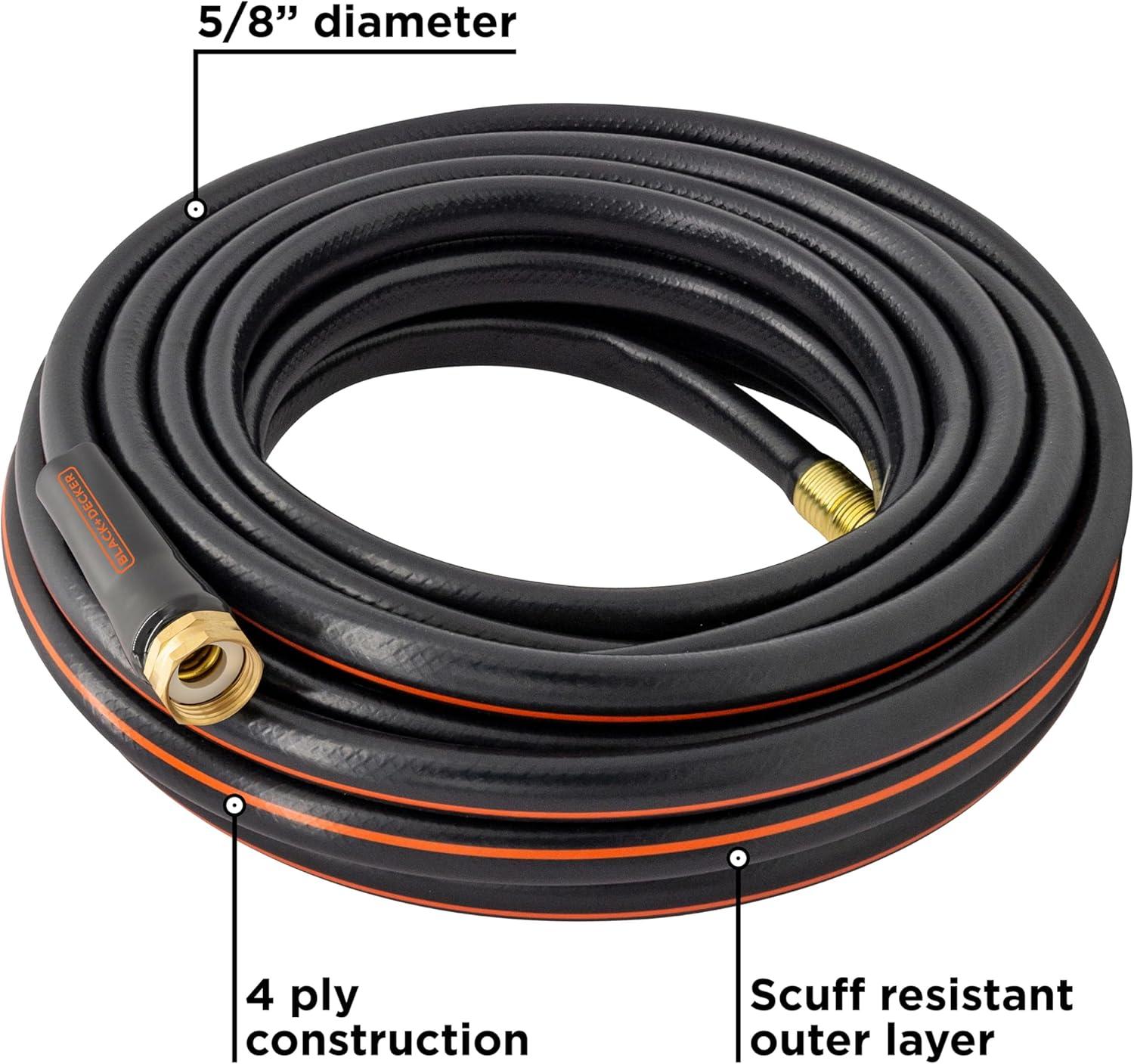 imageBlack Decker Medium Duty Garden Hose 58 in x 50 ft 4Ply Construction 300 PSI Solid Brass Couplings BXMHBB22178