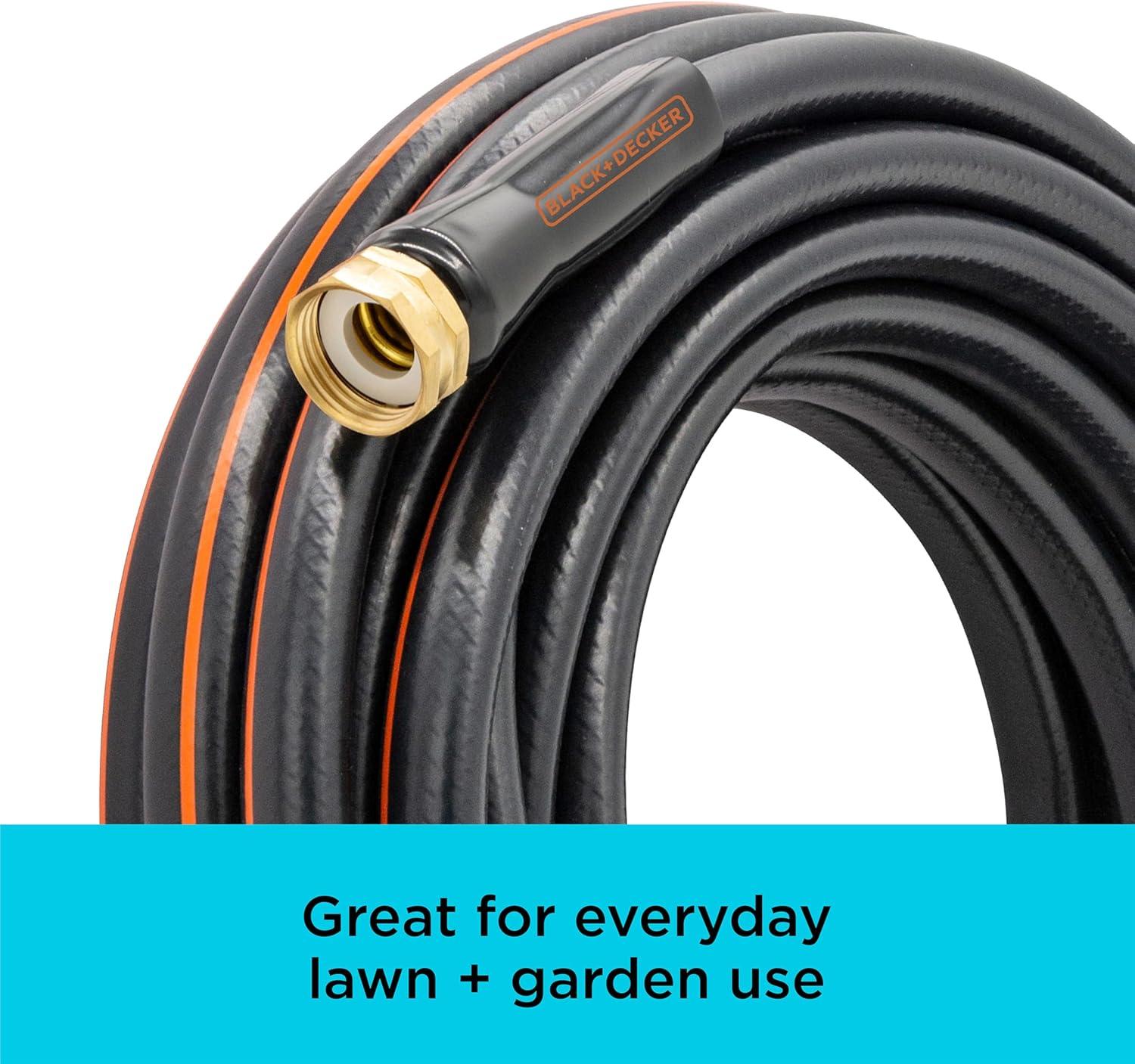 imageBlack Decker Medium Duty Garden Hose 58 in x 50 ft 4Ply Construction 300 PSI Solid Brass Couplings BXMHBB22178