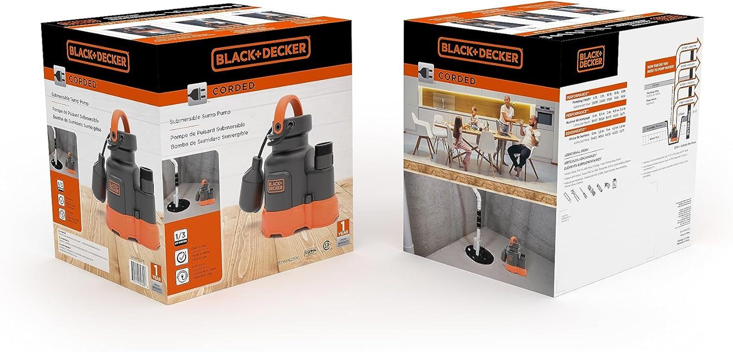 imageBlackDecker 14 HP Submersible Sump Pump Pumps up to 2300 GPH13 HP