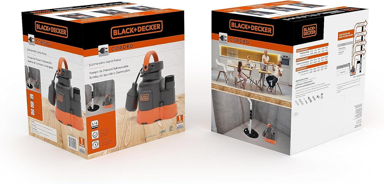 imageBlackDecker 14 HP Submersible Sump Pump Pumps up to 2300 GPH14 HP