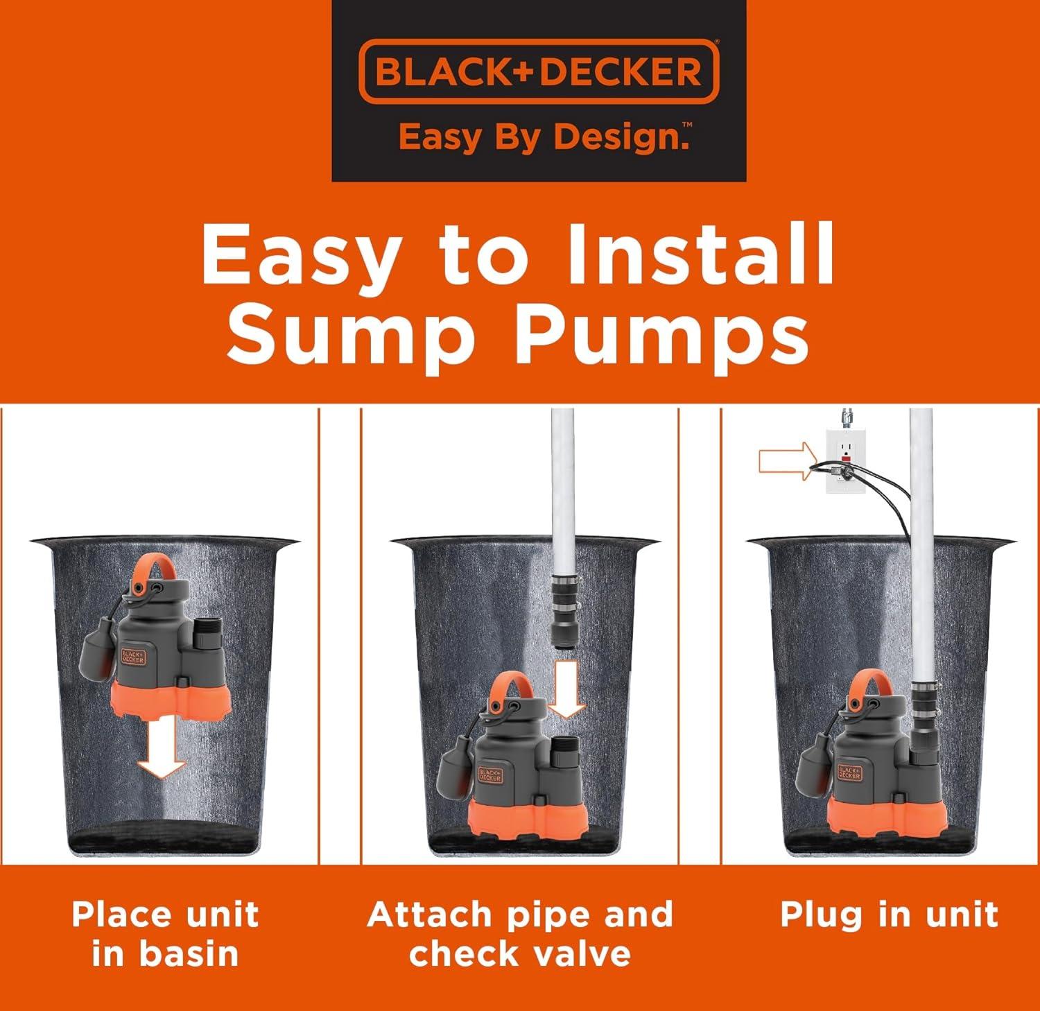 imageBlackDecker 14 HP Submersible Sump Pump Pumps up to 2300 GPH14 HP
