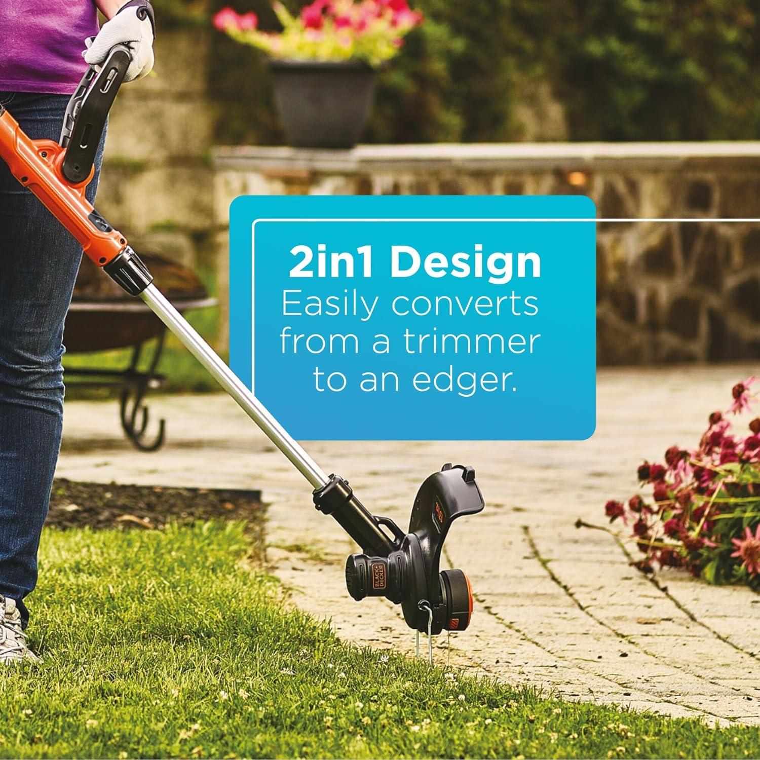 imageBlackDecker 40V MAX 13 Inch String Trimmer and Lawn Edger with Battery and Charger Cordless Weed Eater with Charge Indicator High Torque PowerDrive Technology LST140C40V String Trimmer Kit