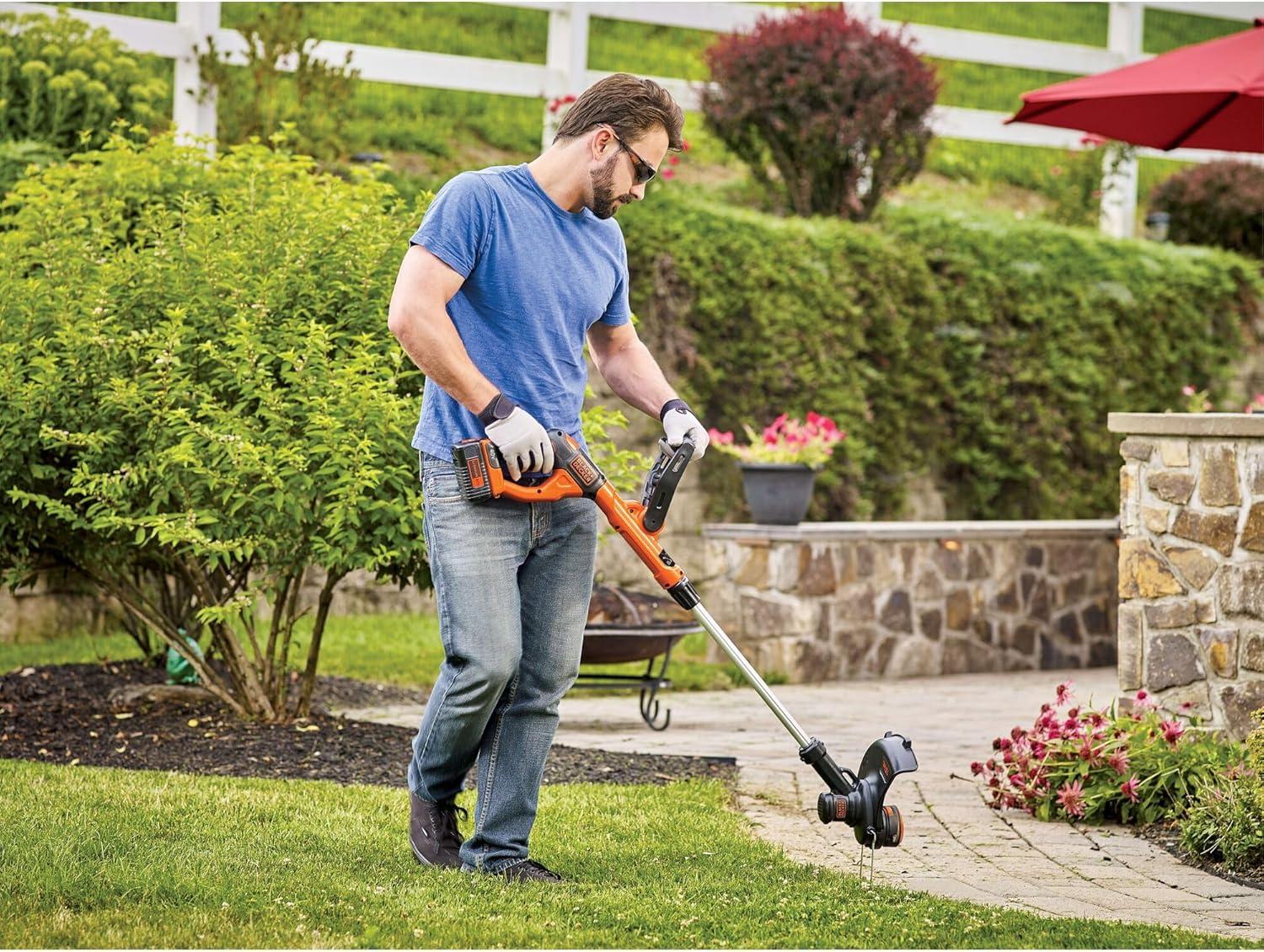 imageBlackDecker 40V MAX 13 Inch String Trimmer and Lawn Edger with Battery and Charger Cordless Weed Eater with Charge Indicator High Torque PowerDrive Technology LST140C40V String Trimmer Kit