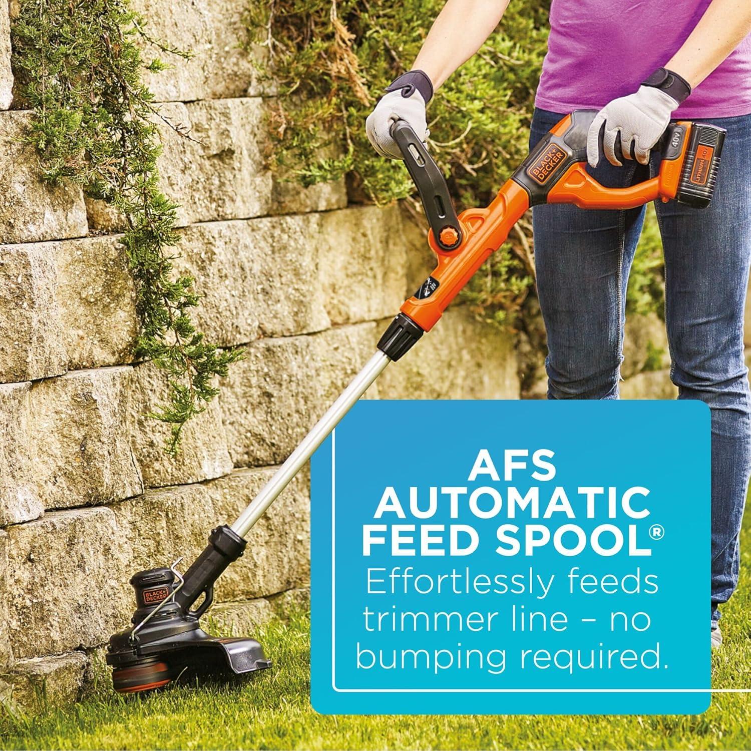imageBlackDecker 40V MAX 13 Inch String Trimmer and Lawn Edger with Battery and Charger Cordless Weed Eater with Charge Indicator High Torque PowerDrive Technology LST140C40V String Trimmer Kit