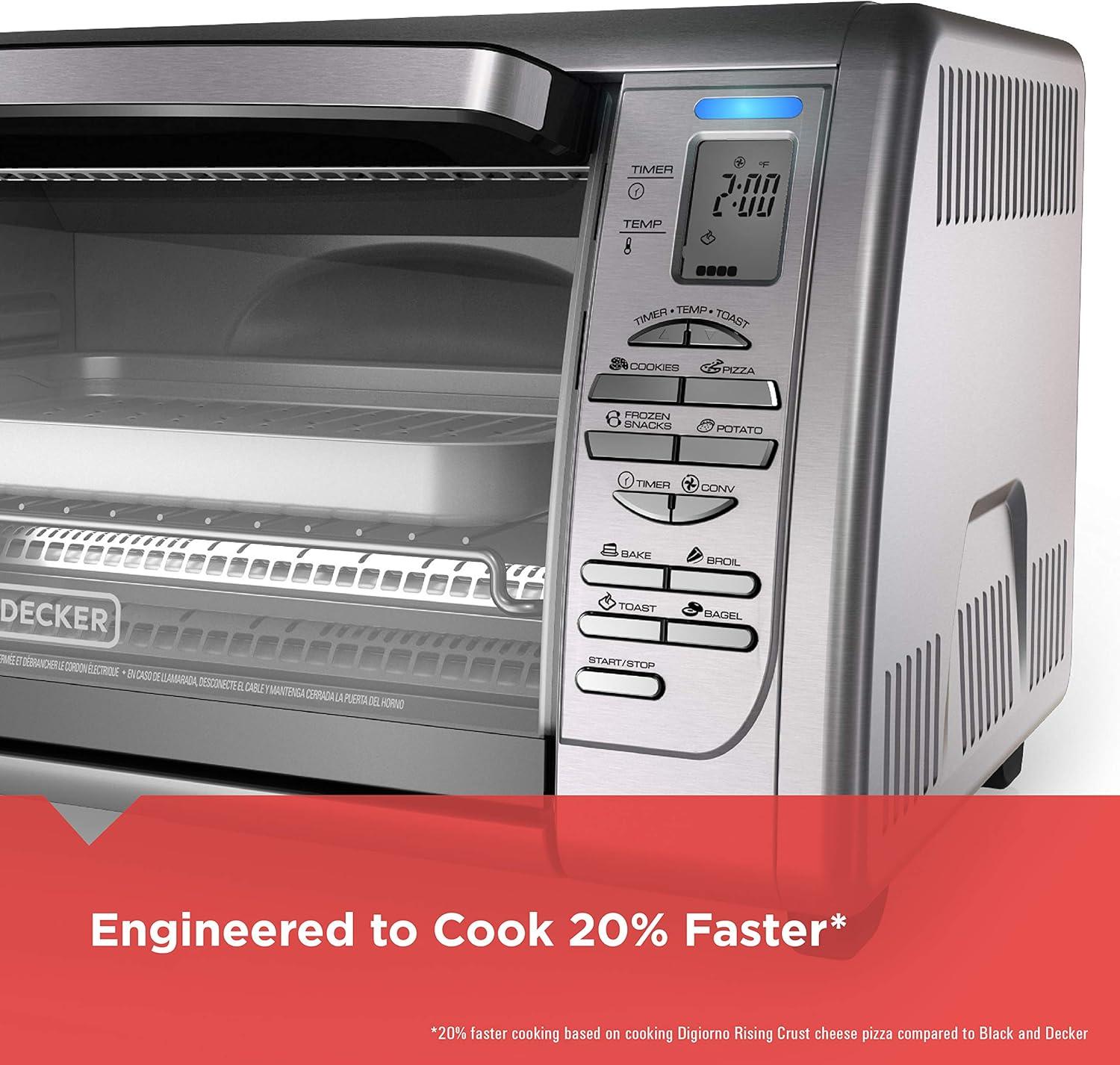 imageBlackDecker Countertop Convection Toaster Oven 8 Onetouch Cooking Functions Stainless SteelDual Rack Positions